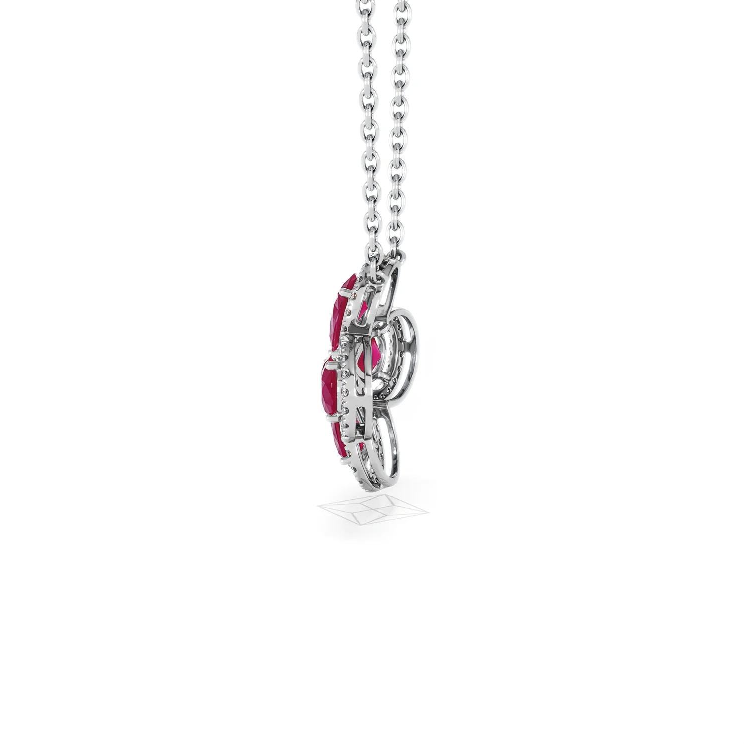 Bloom 3.30ct Lab Ruby and Lab Diamond Necklace in 18K White Gold - Image 66