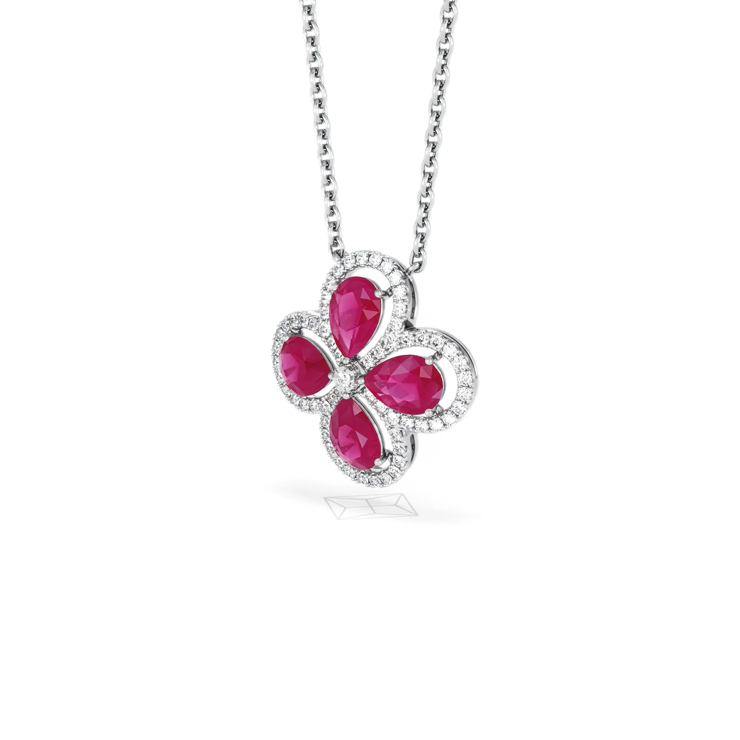 Bloom 3.30ct Lab Ruby and Lab Diamond Necklace in 18K White Gold - Image 81