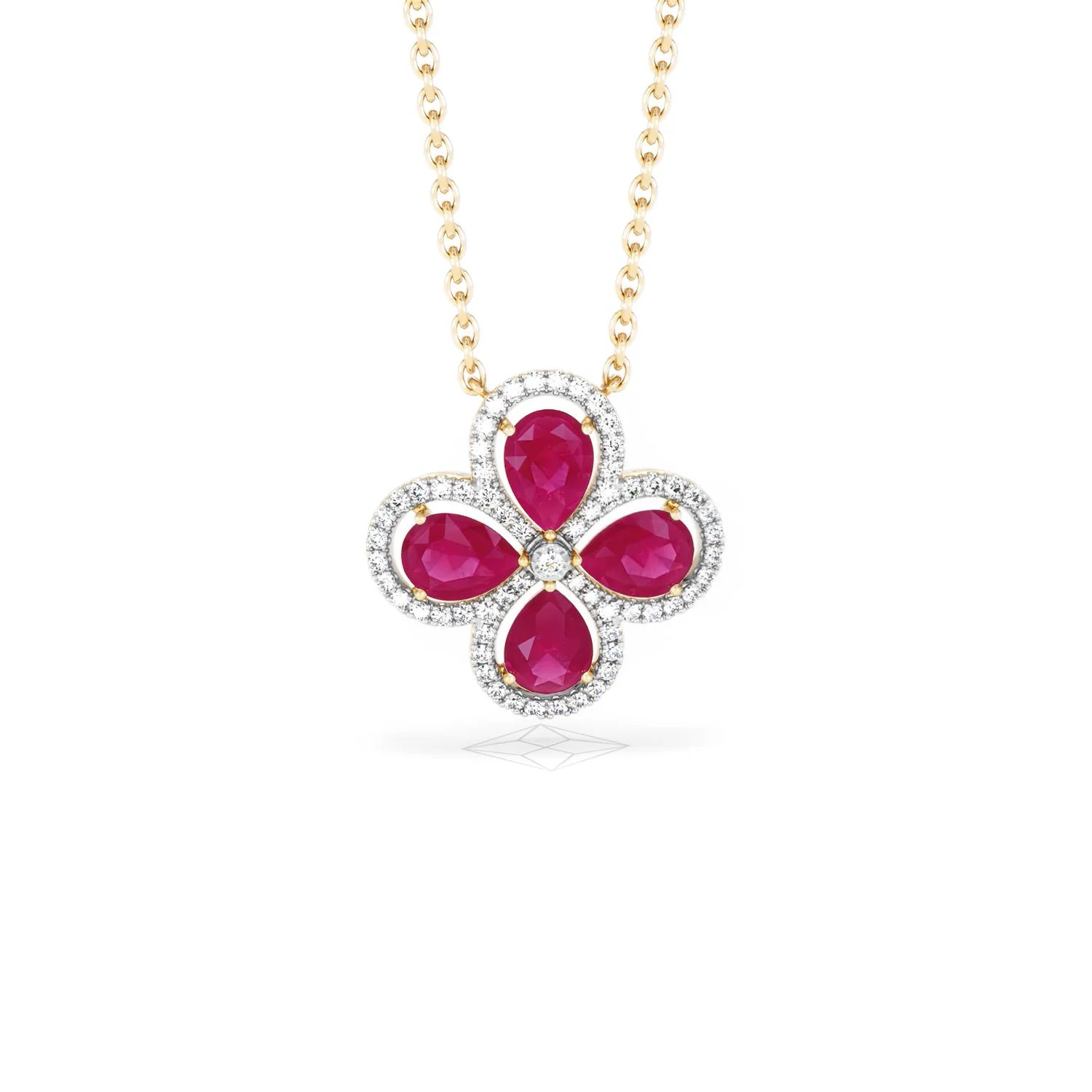 Bloom 3.30ct Lab Ruby and Lab Diamond Necklace in 18K Yellow Gold - Image 10