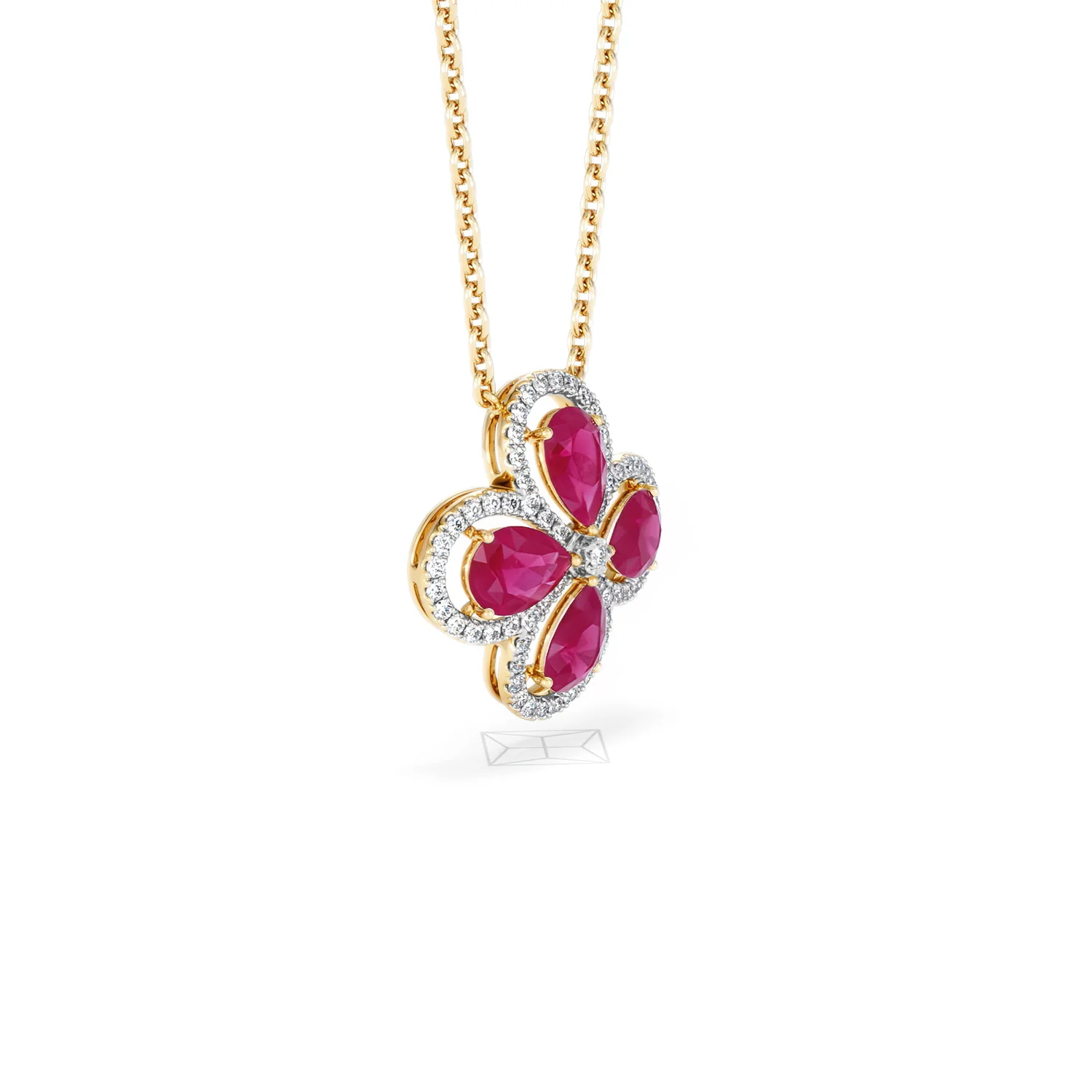 Bloom 3.30ct Lab Ruby and Lab Diamond Necklace in 18K Yellow Gold - Image 20