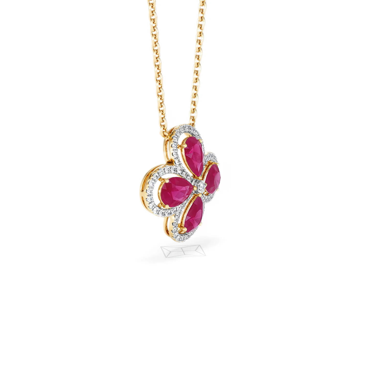 Bloom 3.30ct Lab Ruby and Lab Diamond Necklace in 18K Yellow Gold - Image 21