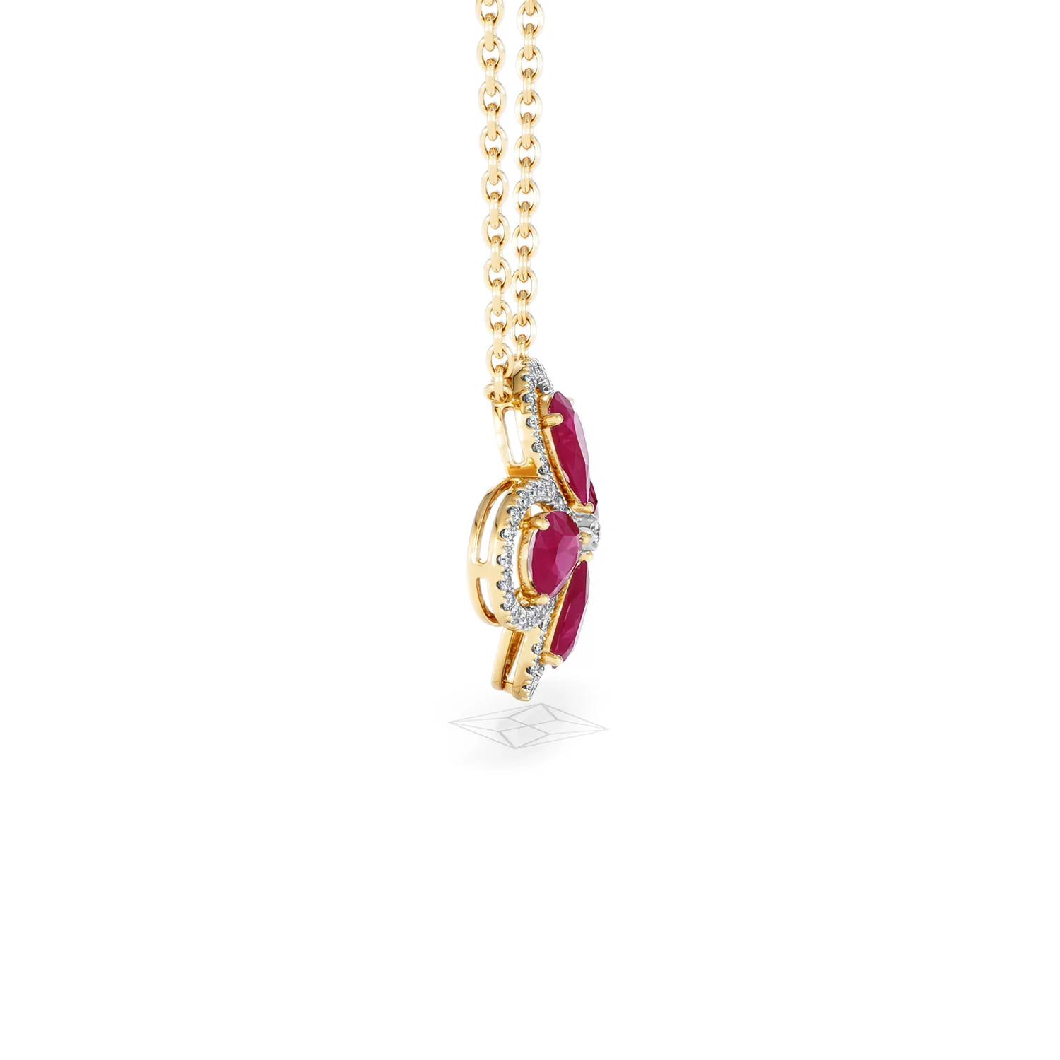 Bloom 3.30ct Lab Ruby and Lab Diamond Necklace in 18K Yellow Gold - Image 27