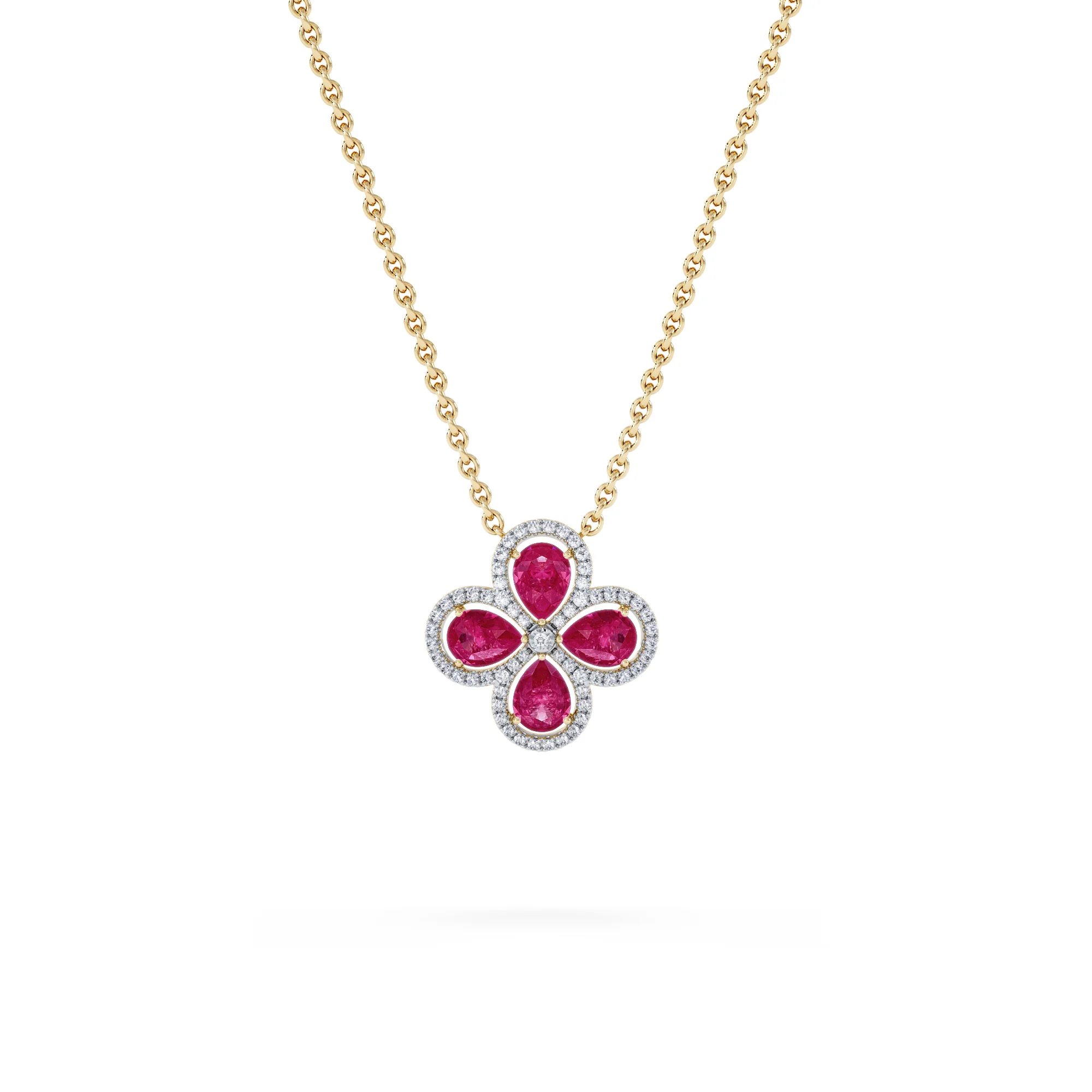 Bloom 3.30ct Lab Ruby and Lab Diamond Necklace in 18K Yellow Gold - Image 3