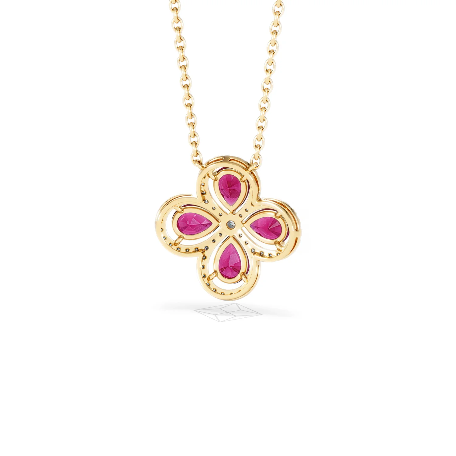 Bloom 3.30ct Lab Ruby and Lab Diamond Necklace in 18K Yellow Gold - Image 46