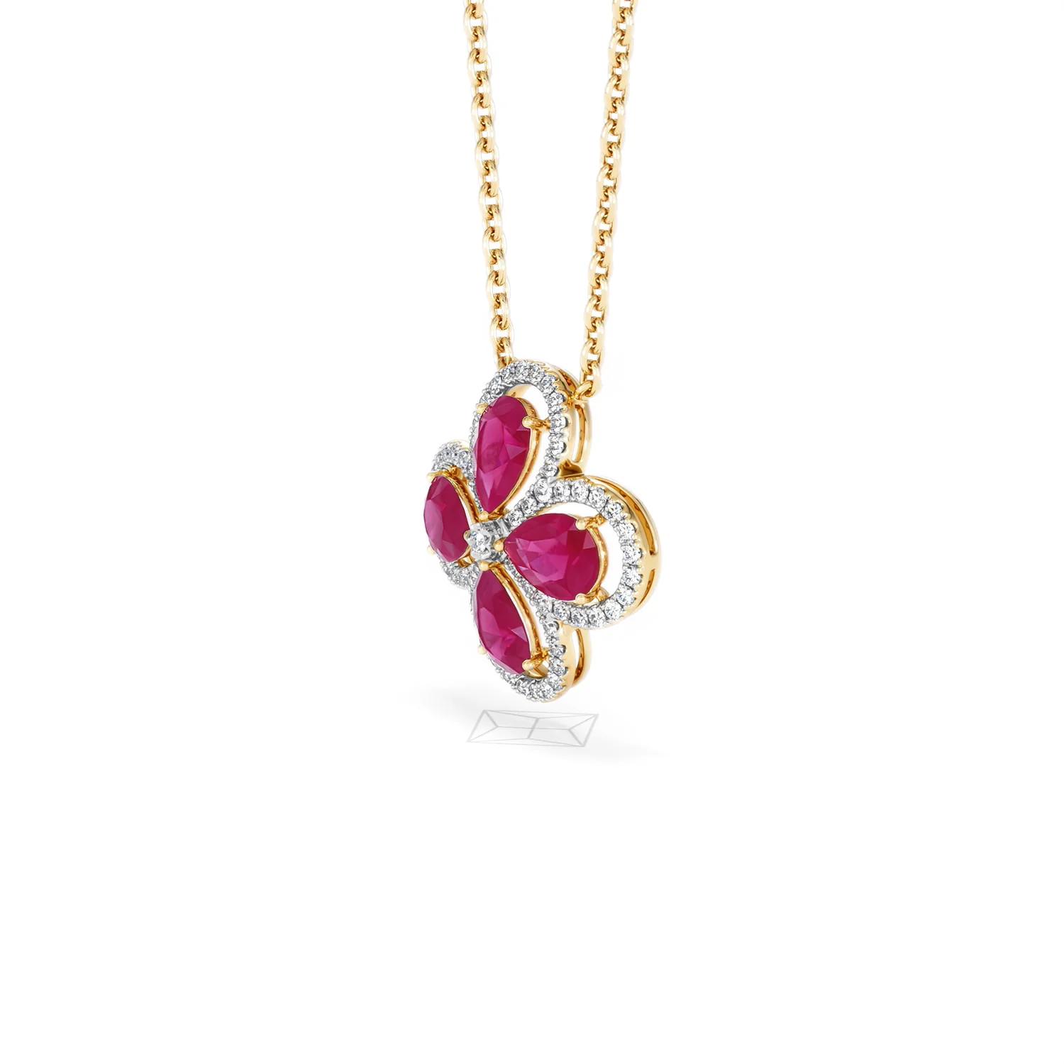 Bloom 3.30ct Lab Ruby and Lab Diamond Necklace in 18K Yellow Gold - Image 77