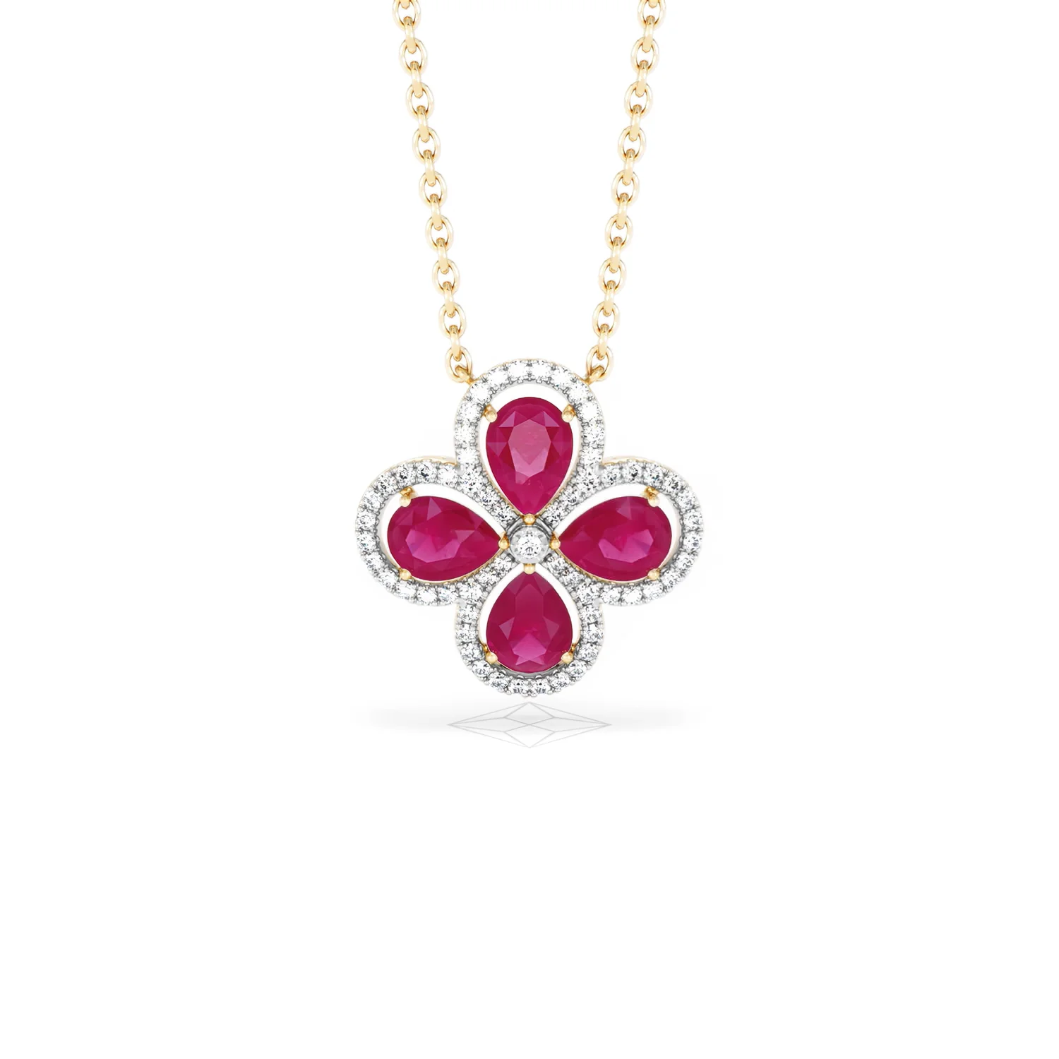 Bloom 3.30ct Lab Ruby and Lab Diamond Necklace in 18K Yellow Gold - Image 9