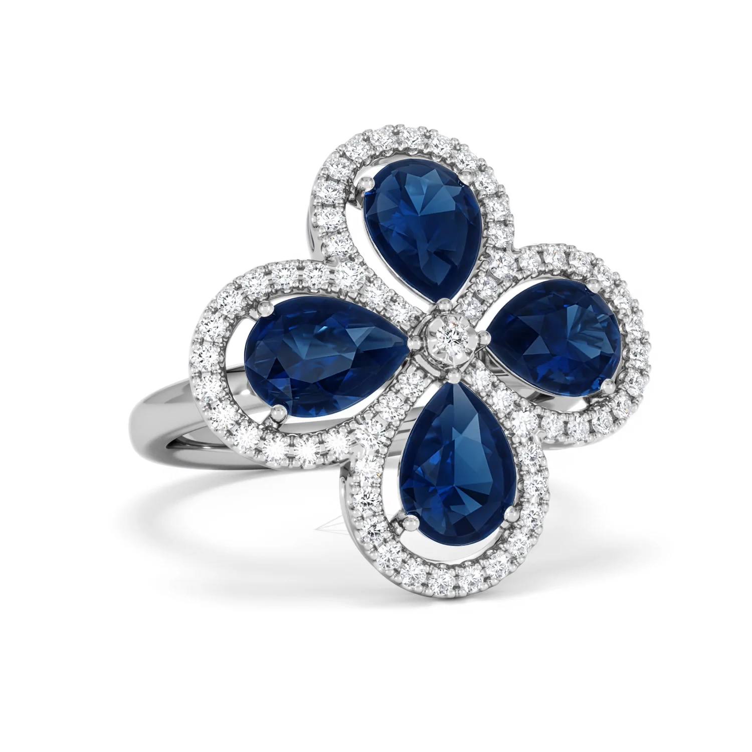 Bloom 3.40ct Lab Sapphire and Lab Diamond Ring in 18K White Gold - Image 13