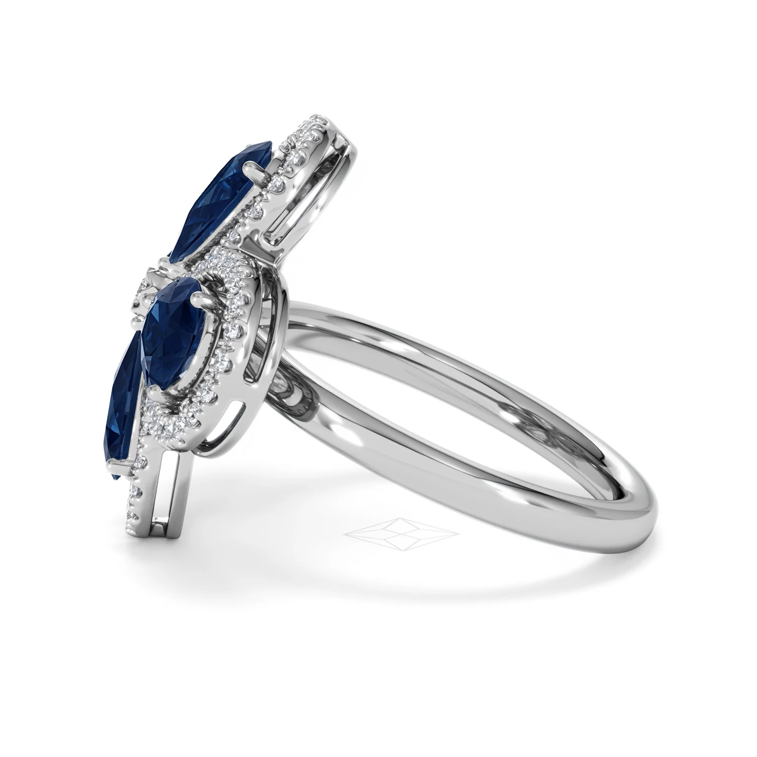 Bloom 3.40ct Lab Sapphire and Lab Diamond Ring in 18K White Gold - Image 69