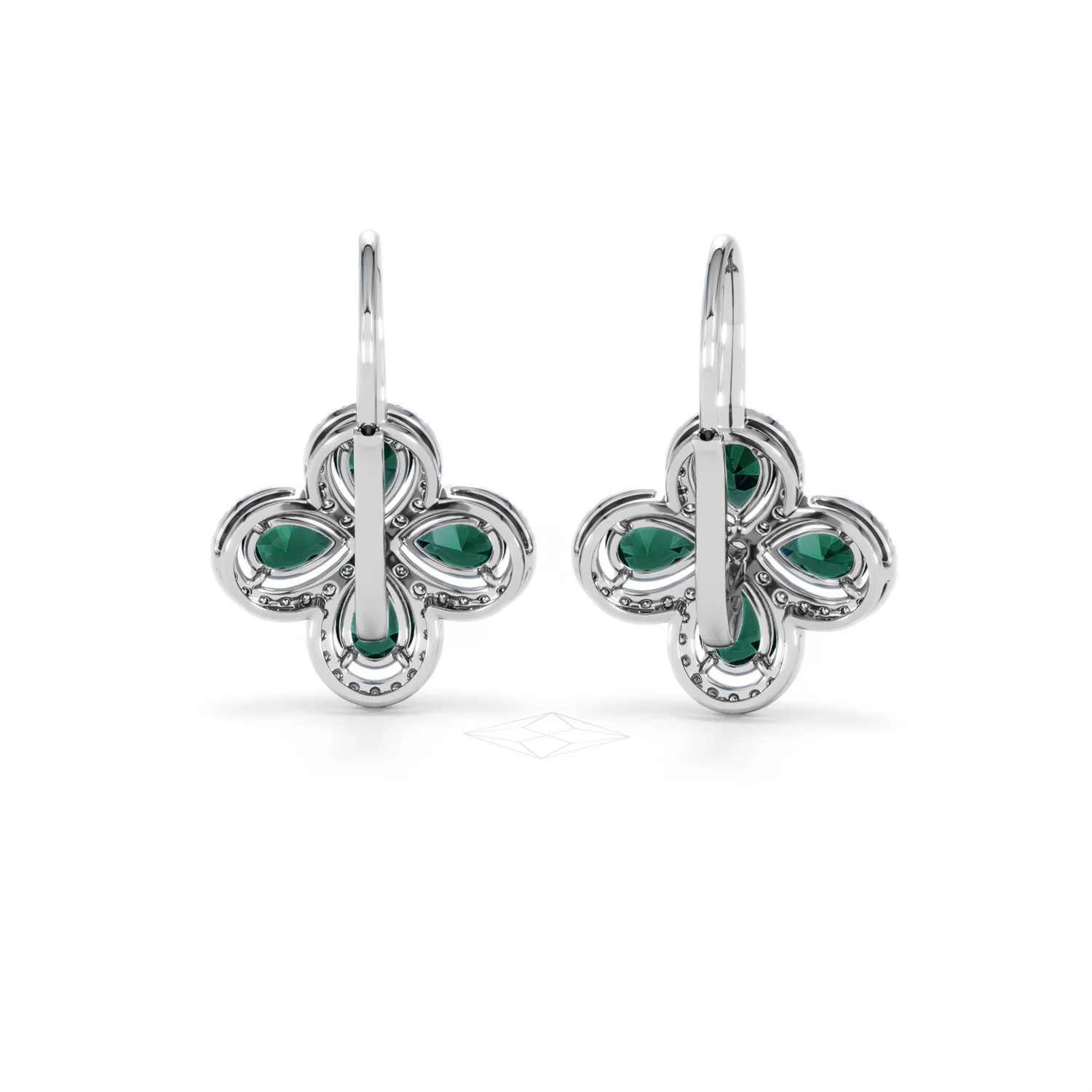 Bloom 4.75ct Lab Emerald and Lab Diamond Earrings in 18K White Gold - Image 48