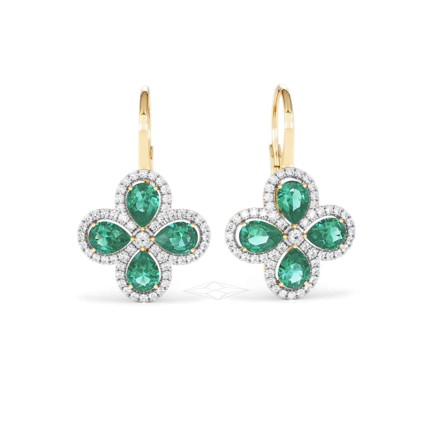 Bloom 4.75ct Lab Emerald and Lab Diamond Earrings in 18K Yellow Gold - Image 10