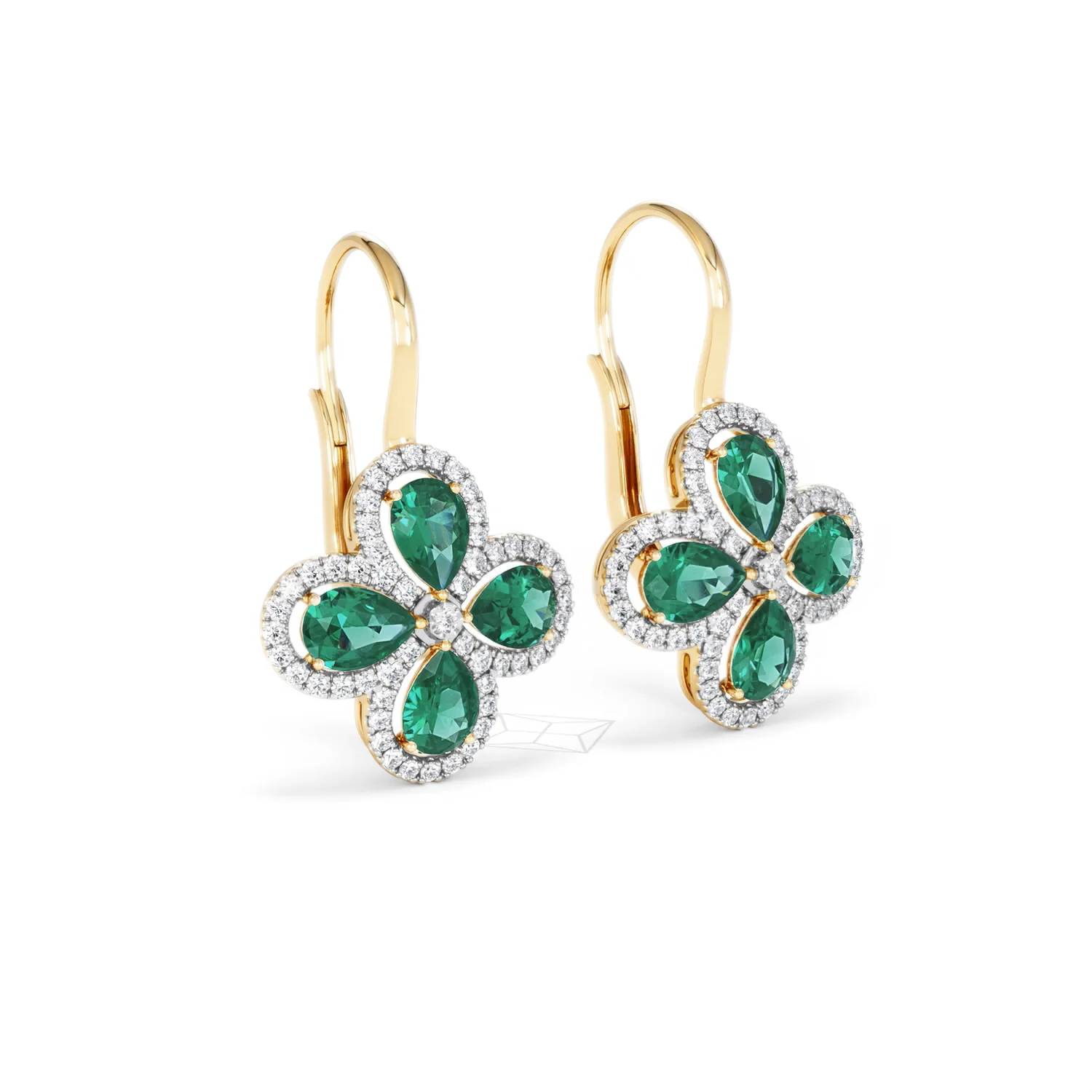 Bloom 4.75ct Lab Emerald and Lab Diamond Earrings in 18K Yellow Gold - Image 16