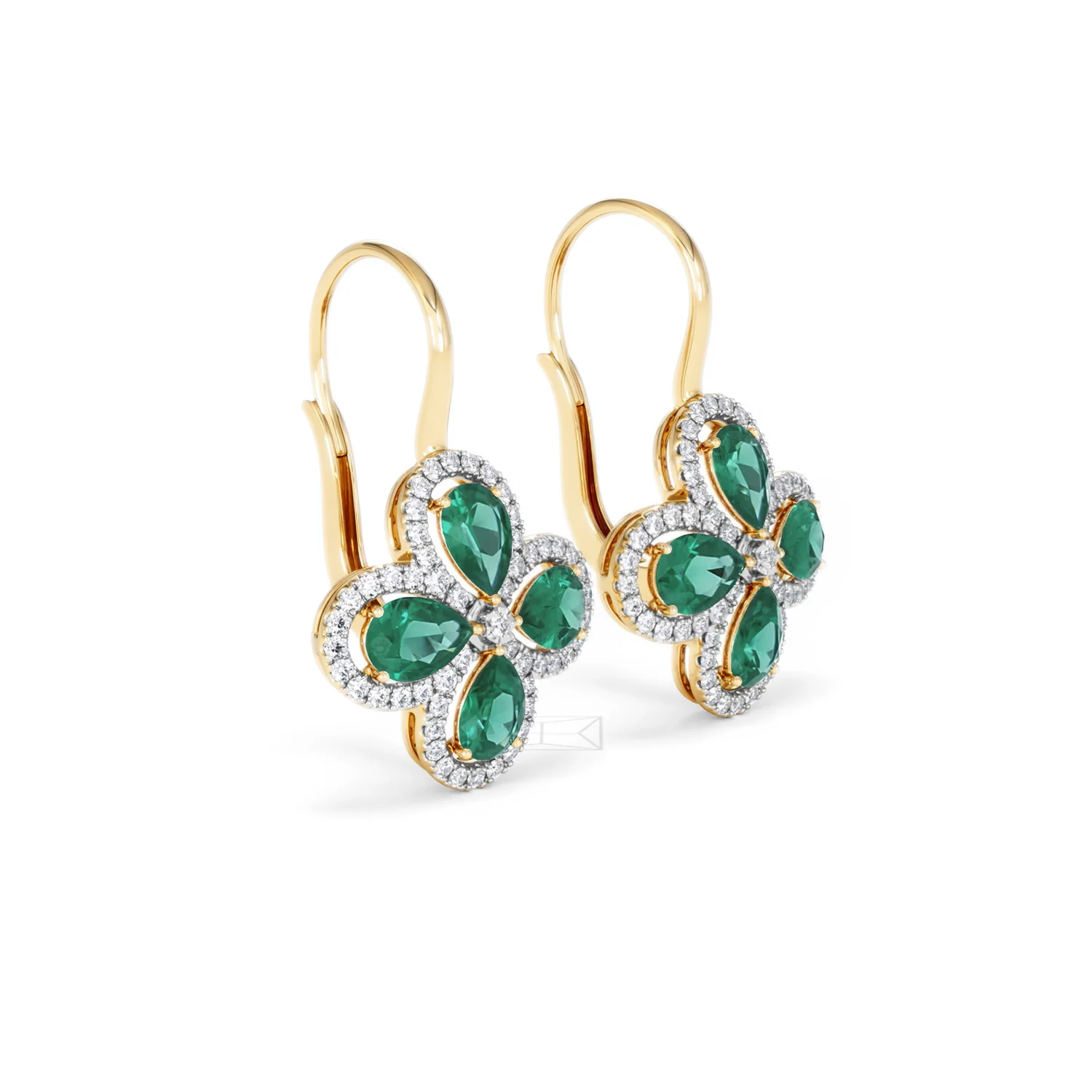 Bloom 4.75ct Lab Emerald and Lab Diamond Earrings in 18K Yellow Gold - Image 19