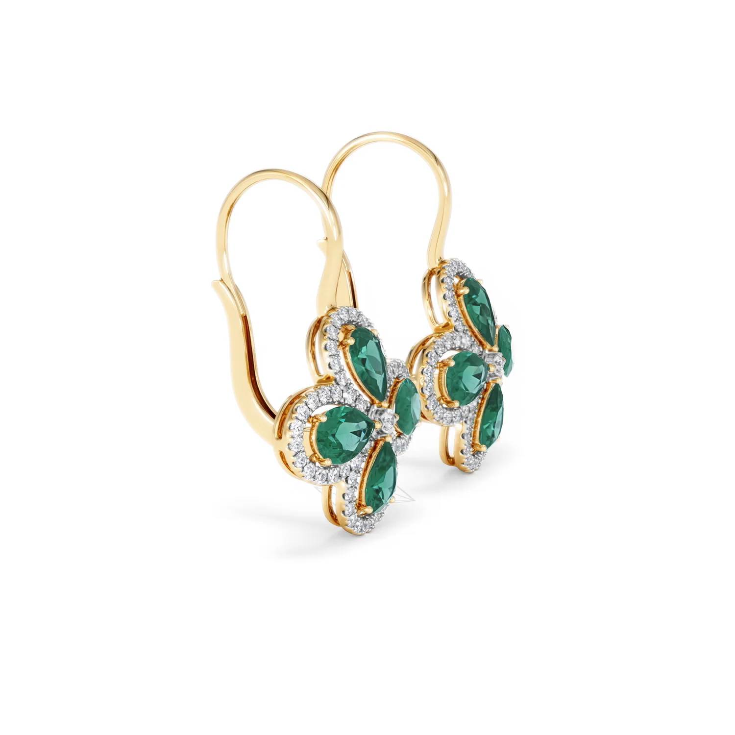 Bloom 4.75ct Lab Emerald and Lab Diamond Earrings in 18K Yellow Gold - Image 23