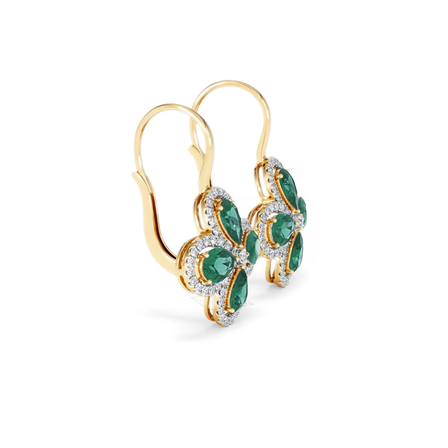 Bloom 4.75ct Lab Emerald and Lab Diamond Earrings in 18K Yellow Gold - Image 24