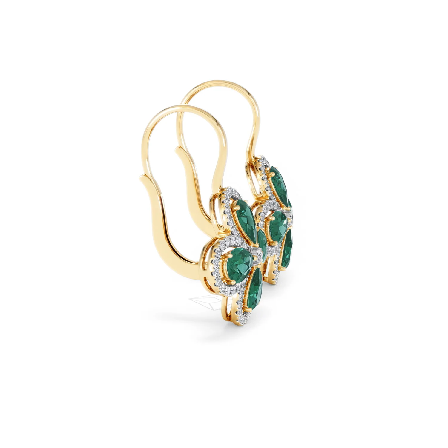 Bloom 4.75ct Lab Emerald and Lab Diamond Earrings in 18K Yellow Gold - Image 26