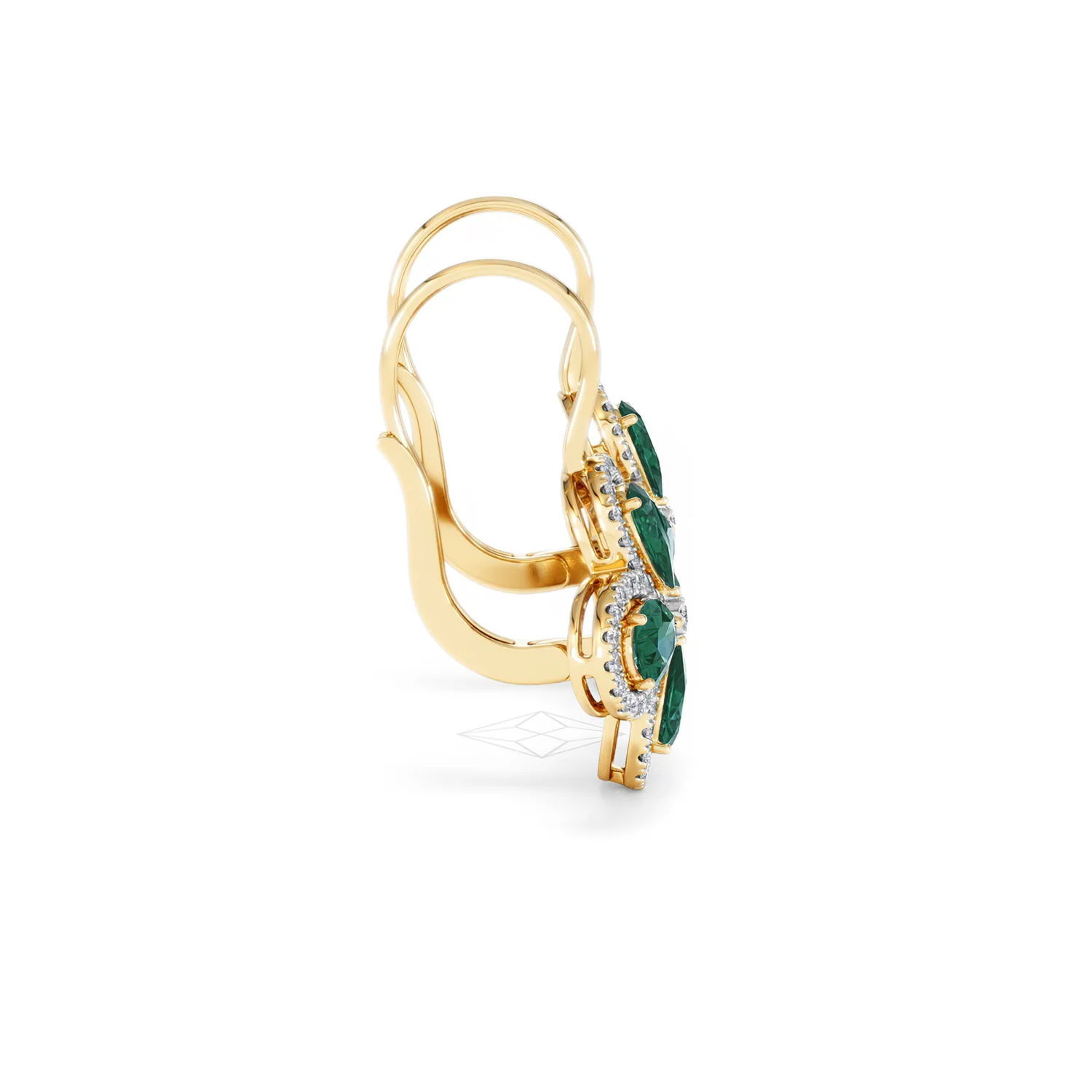 Bloom 4.75ct Lab Emerald and Lab Diamond Earrings in 18K Yellow Gold - Image 29
