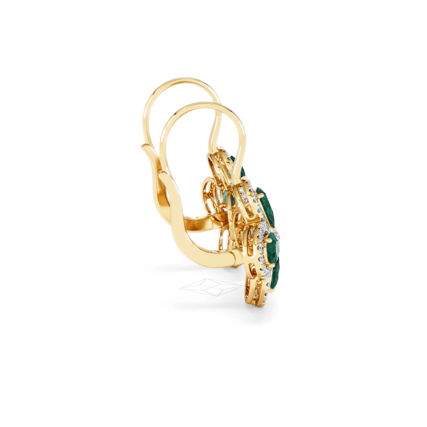 Bloom 4.75ct Lab Emerald and Lab Diamond Earrings in 18K Yellow Gold - Image 31