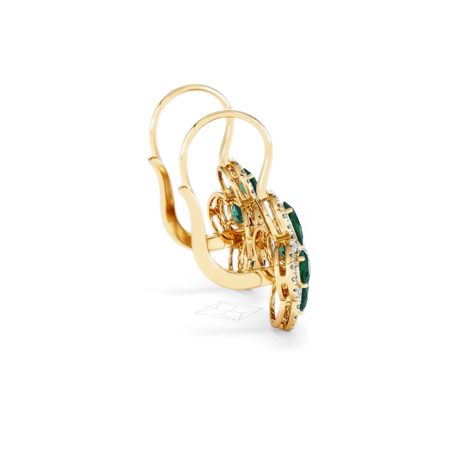 Bloom 4.75ct Lab Emerald and Lab Diamond Earrings in 18K Yellow Gold - Image 32