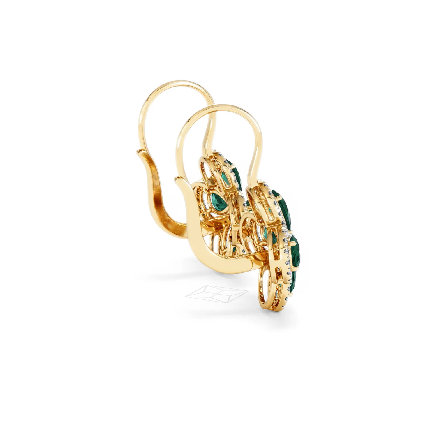 Bloom 4.75ct Lab Emerald and Lab Diamond Earrings in 18K Yellow Gold - Image 33