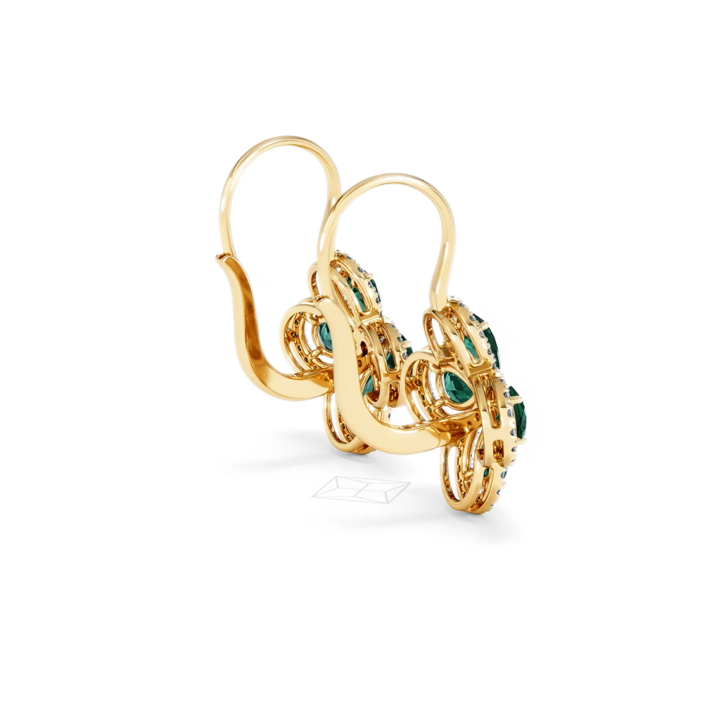 Bloom 4.75ct Lab Emerald and Lab Diamond Earrings in 18K Yellow Gold - Image 35