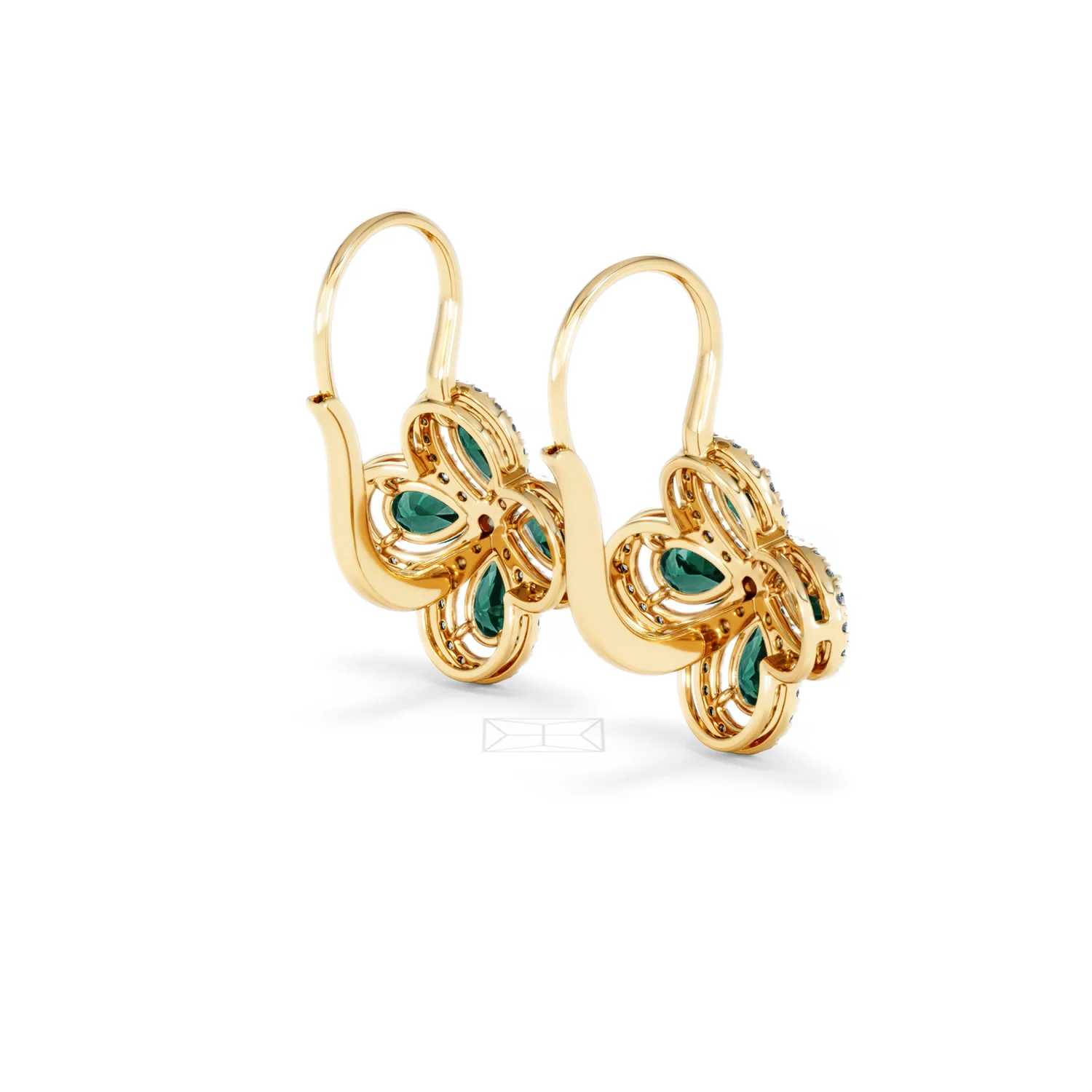 Bloom 4.75ct Lab Emerald and Lab Diamond Earrings in 18K Yellow Gold - Image 39