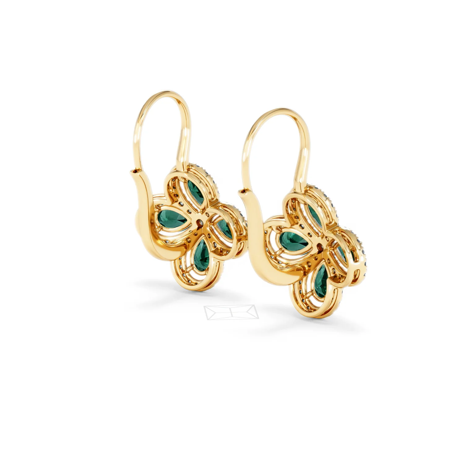 Bloom 4.75ct Lab Emerald and Lab Diamond Earrings in 18K Yellow Gold - Image 40