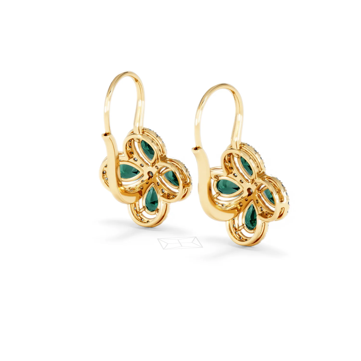 Bloom 4.75ct Lab Emerald and Lab Diamond Earrings in 18K Yellow Gold - Image 41