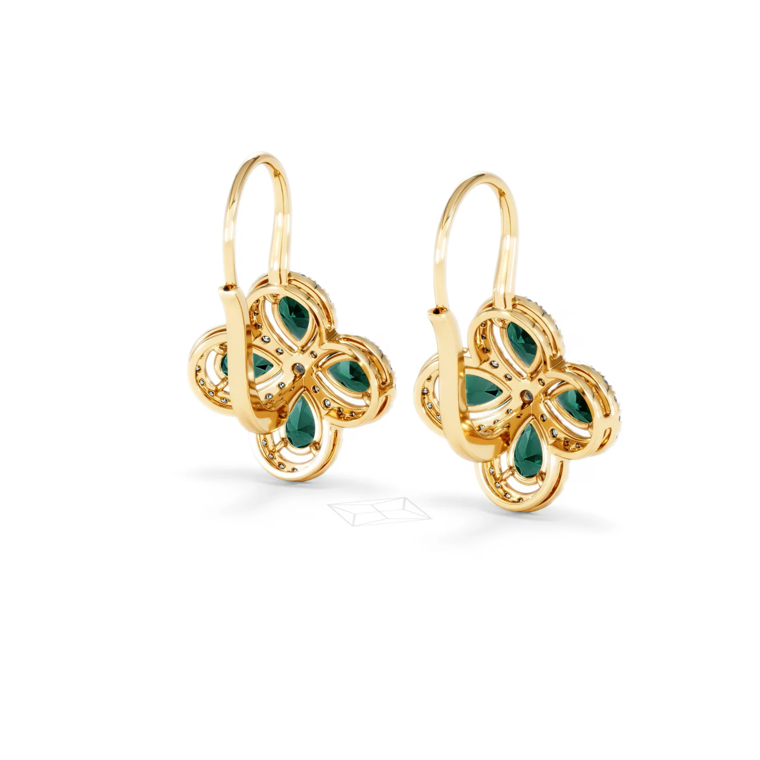 Bloom 4.75ct Lab Emerald and Lab Diamond Earrings in 18K Yellow Gold - Image 43