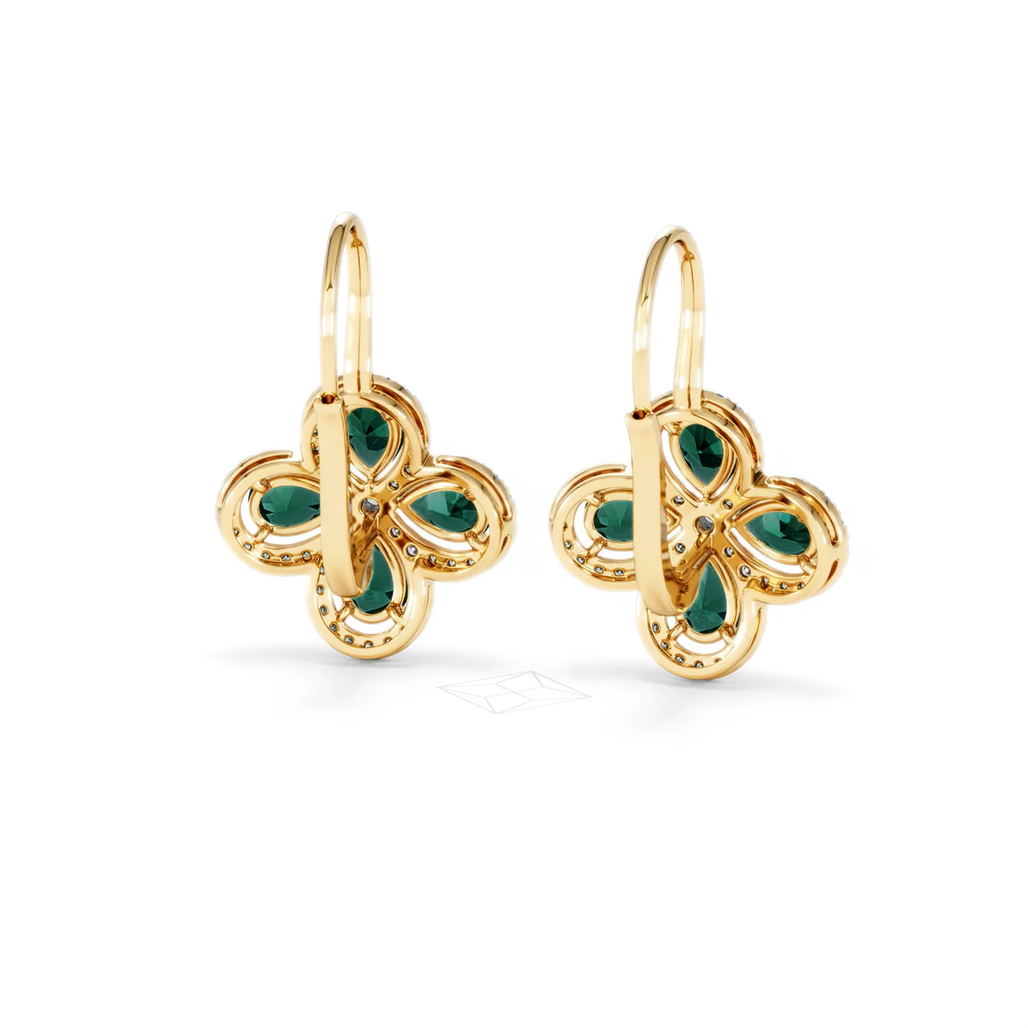 Bloom 4.75ct Lab Emerald and Lab Diamond Earrings in 18K Yellow Gold - Image 46