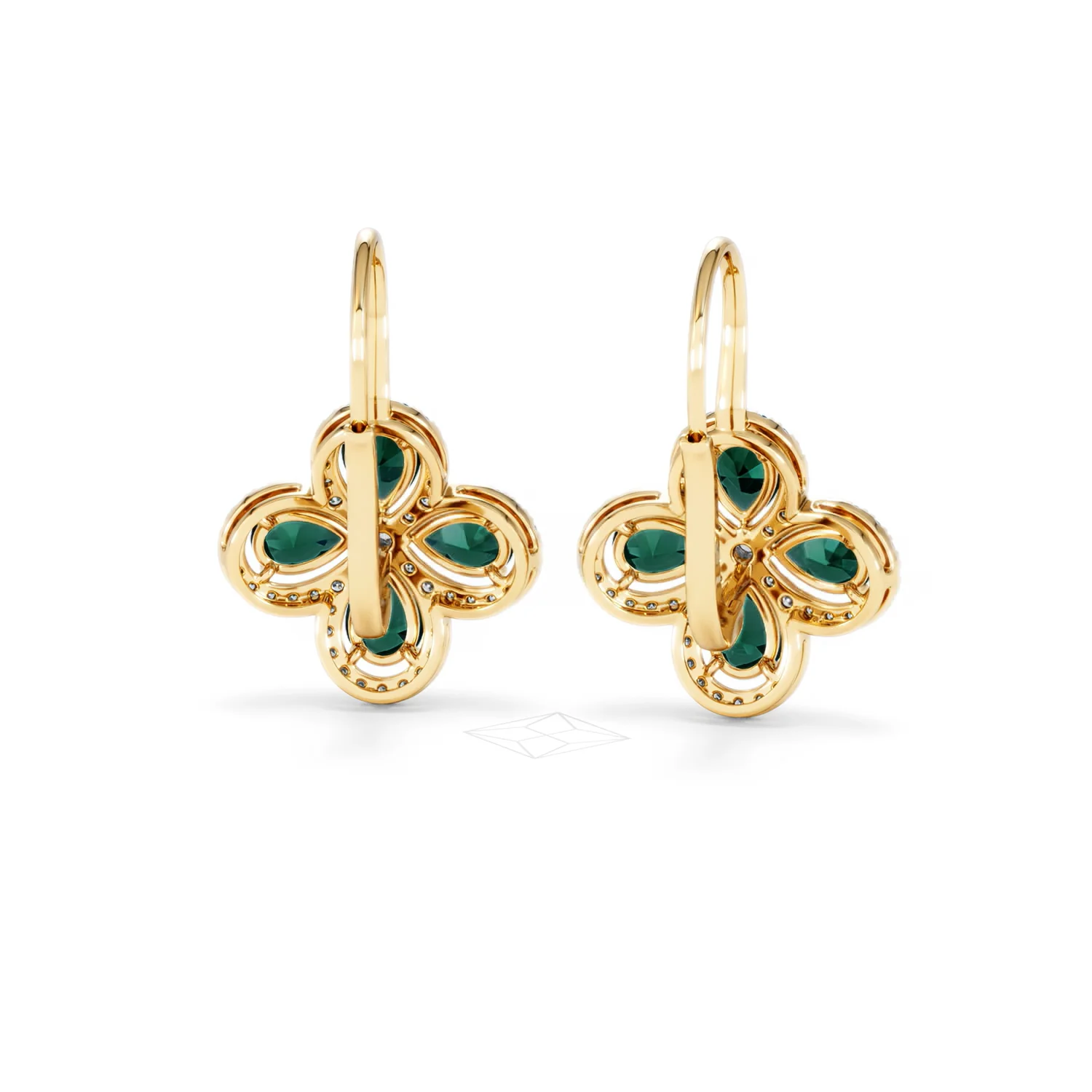 Bloom 4.75ct Lab Emerald and Lab Diamond Earrings in 18K Yellow Gold - Image 47