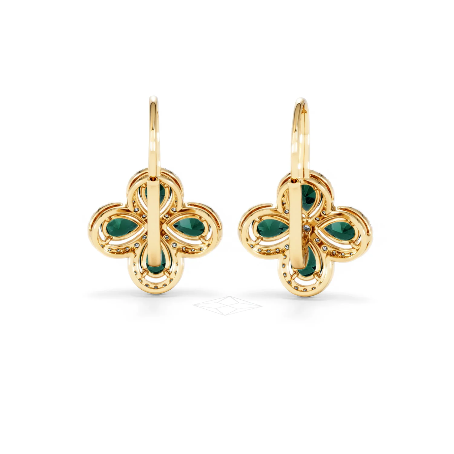 Bloom 4.75ct Lab Emerald and Lab Diamond Earrings in 18K Yellow Gold - Image 48