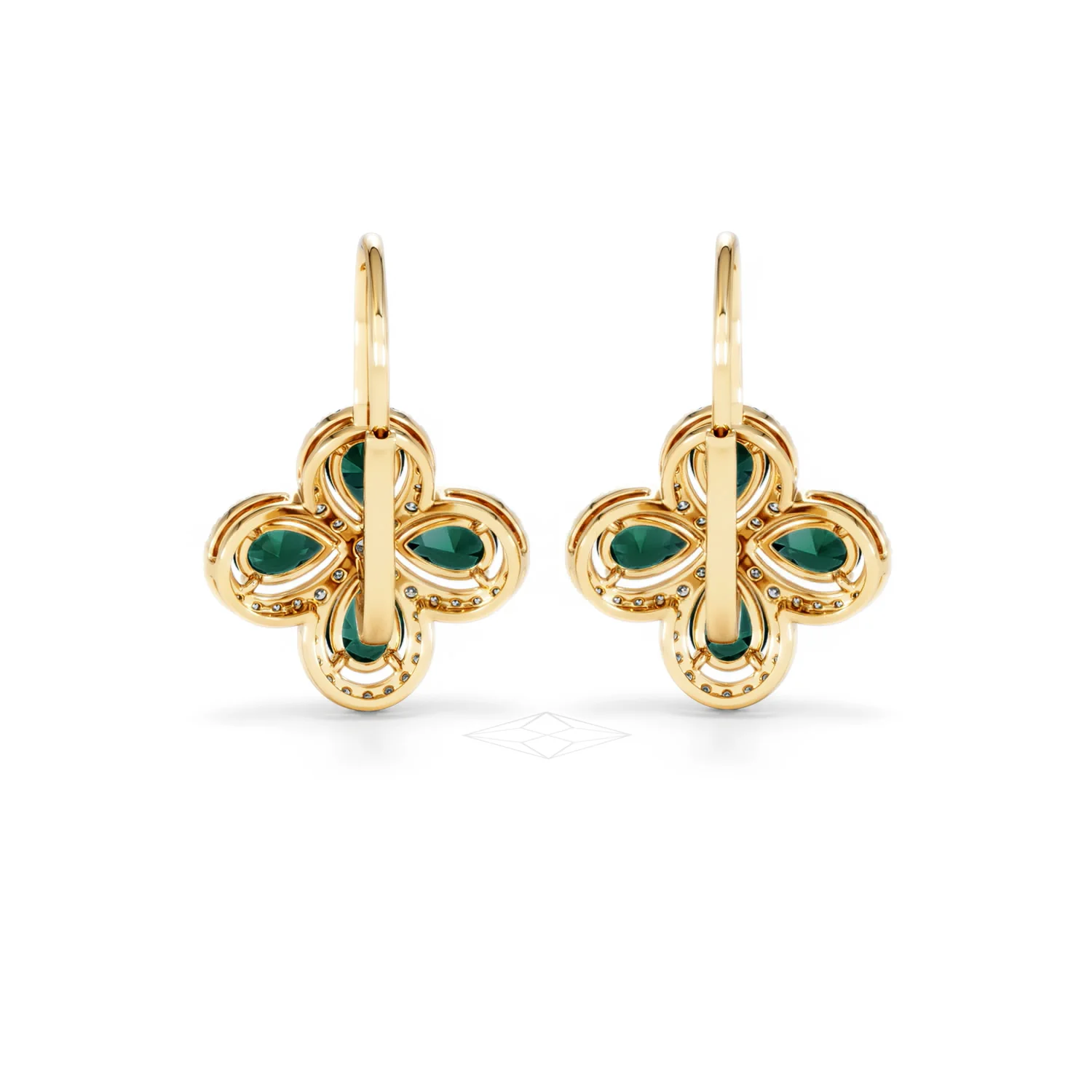 Bloom 4.75ct Lab Emerald and Lab Diamond Earrings in 18K Yellow Gold - Image 49