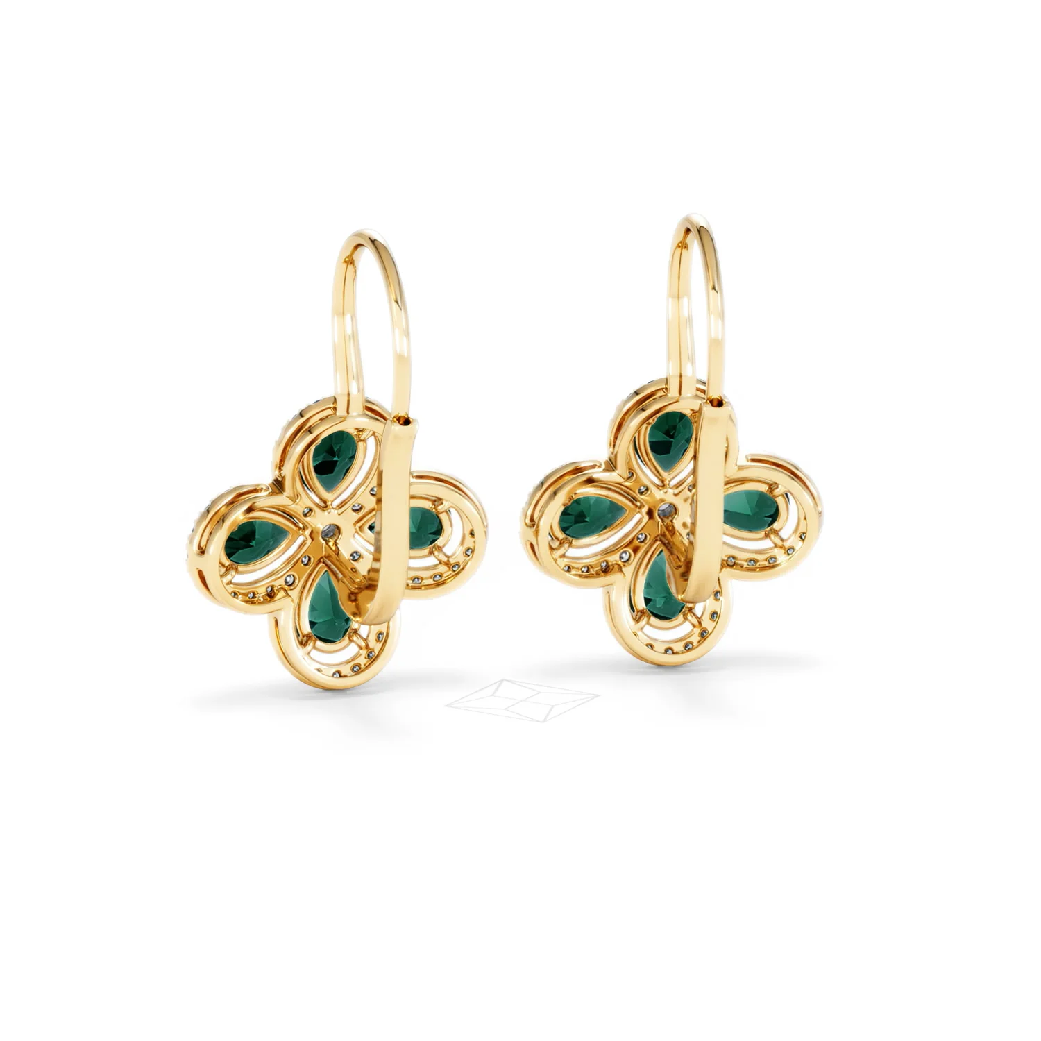 Bloom 4.75ct Lab Emerald and Lab Diamond Earrings in 18K Yellow Gold - Image 52