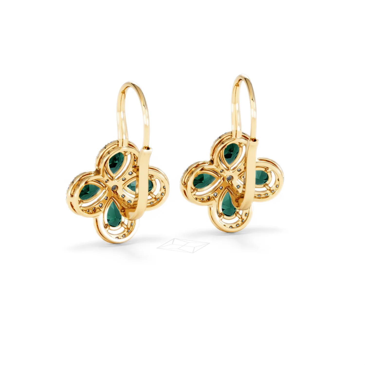 Bloom 4.75ct Lab Emerald and Lab Diamond Earrings in 18K Yellow Gold - Image 53