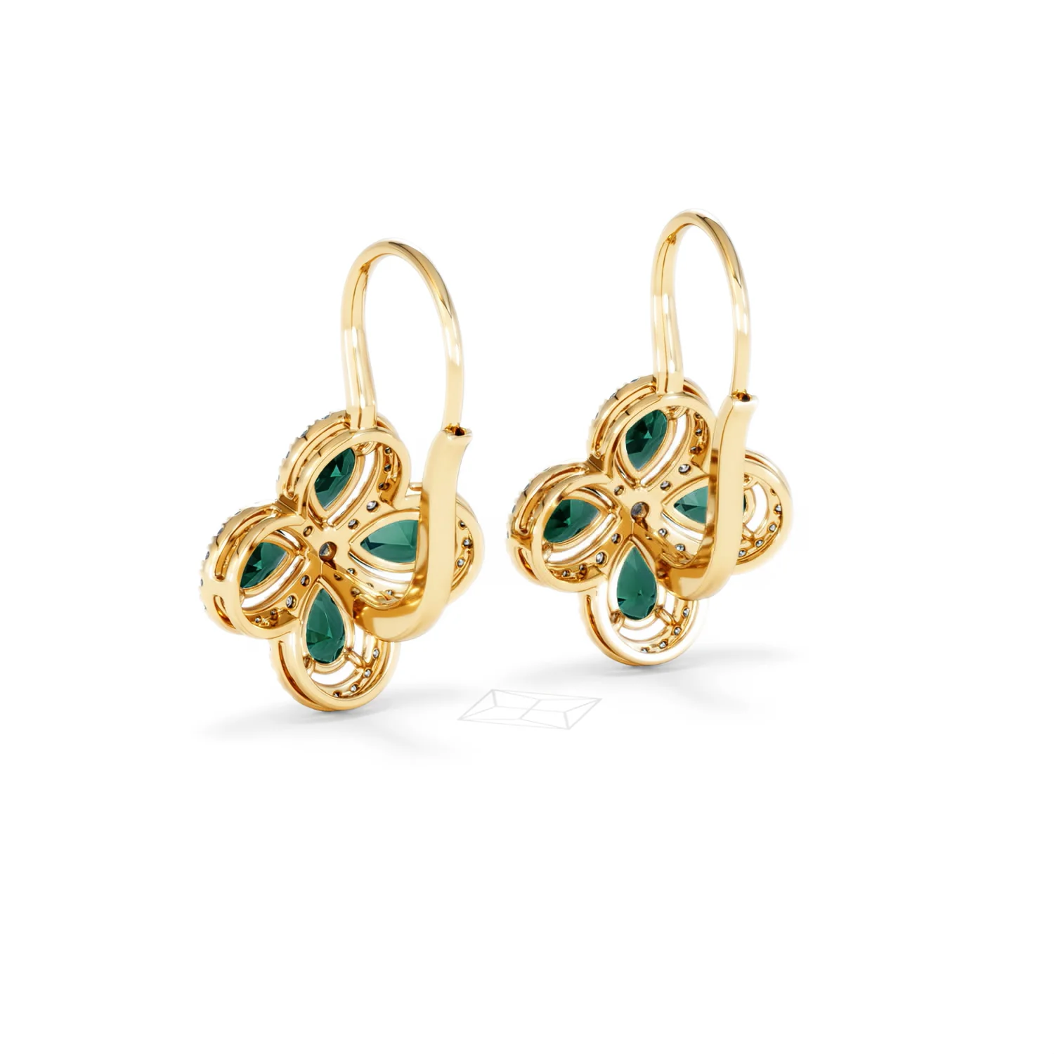 Bloom 4.75ct Lab Emerald and Lab Diamond Earrings in 18K Yellow Gold - Image 55