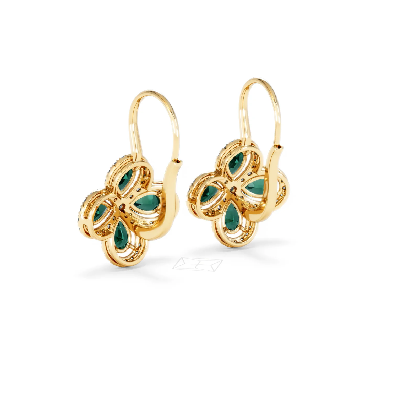 Bloom 4.75ct Lab Emerald and Lab Diamond Earrings in 18K Yellow Gold - Image 56