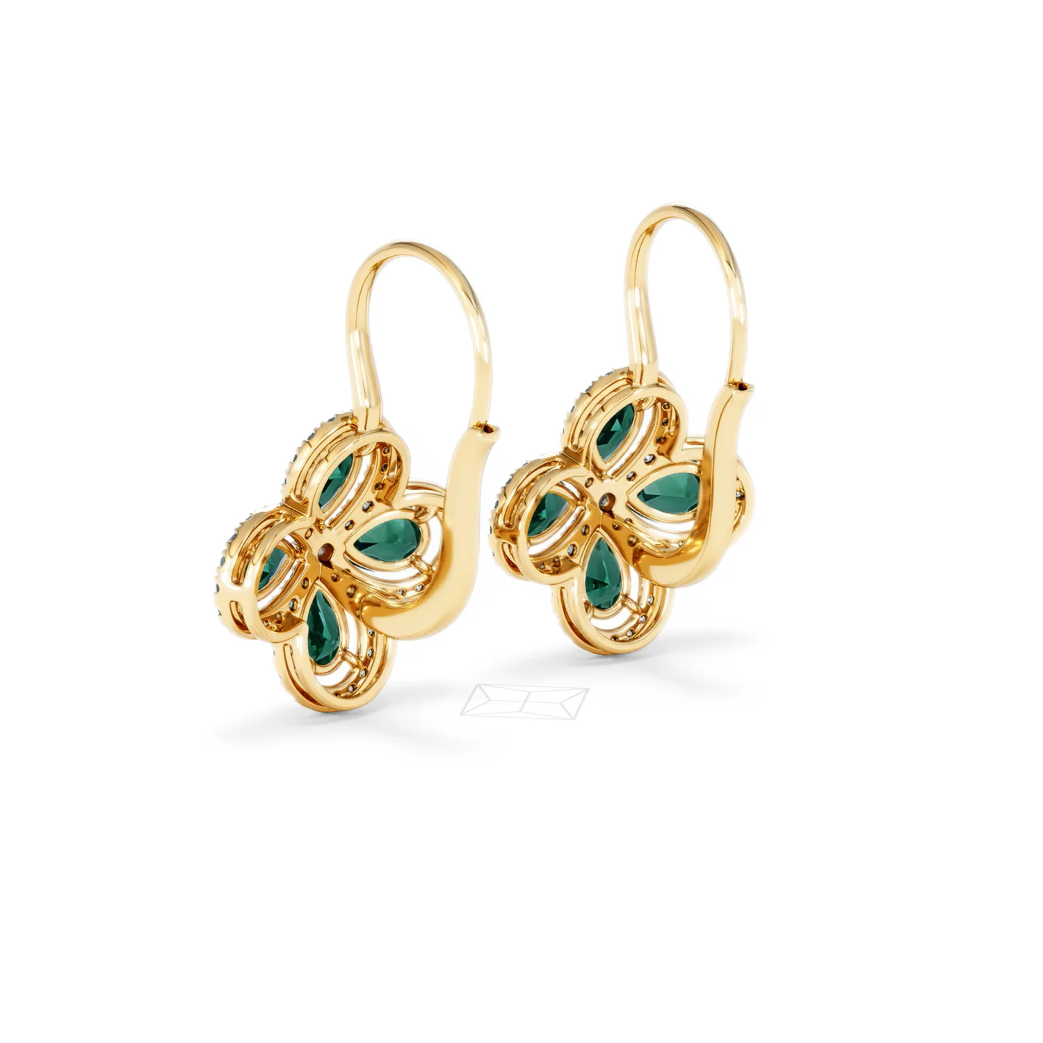 Bloom 4.75ct Lab Emerald and Lab Diamond Earrings in 18K Yellow Gold - Image 57