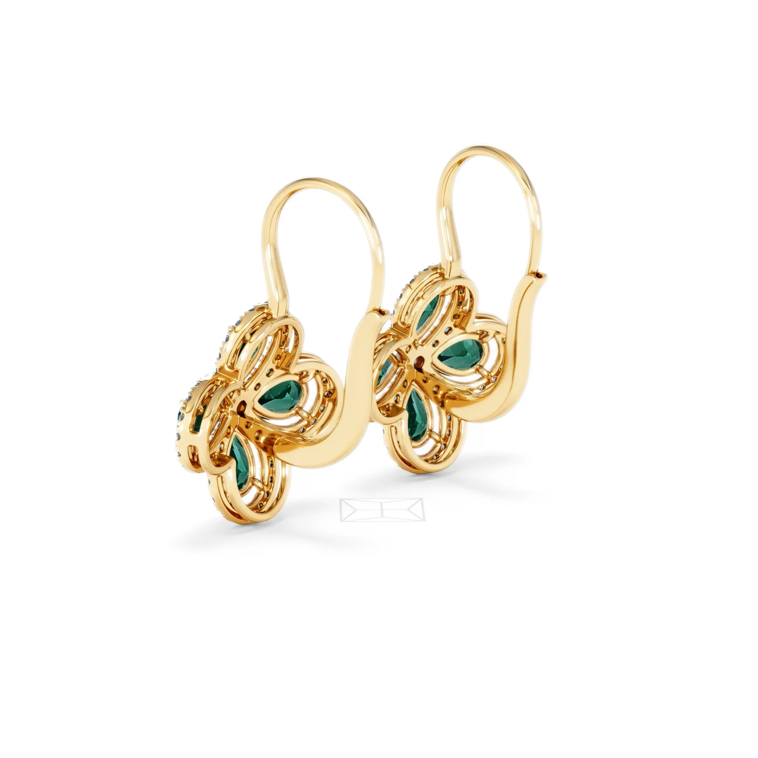 Bloom 4.75ct Lab Emerald and Lab Diamond Earrings in 18K Yellow Gold - Image 59