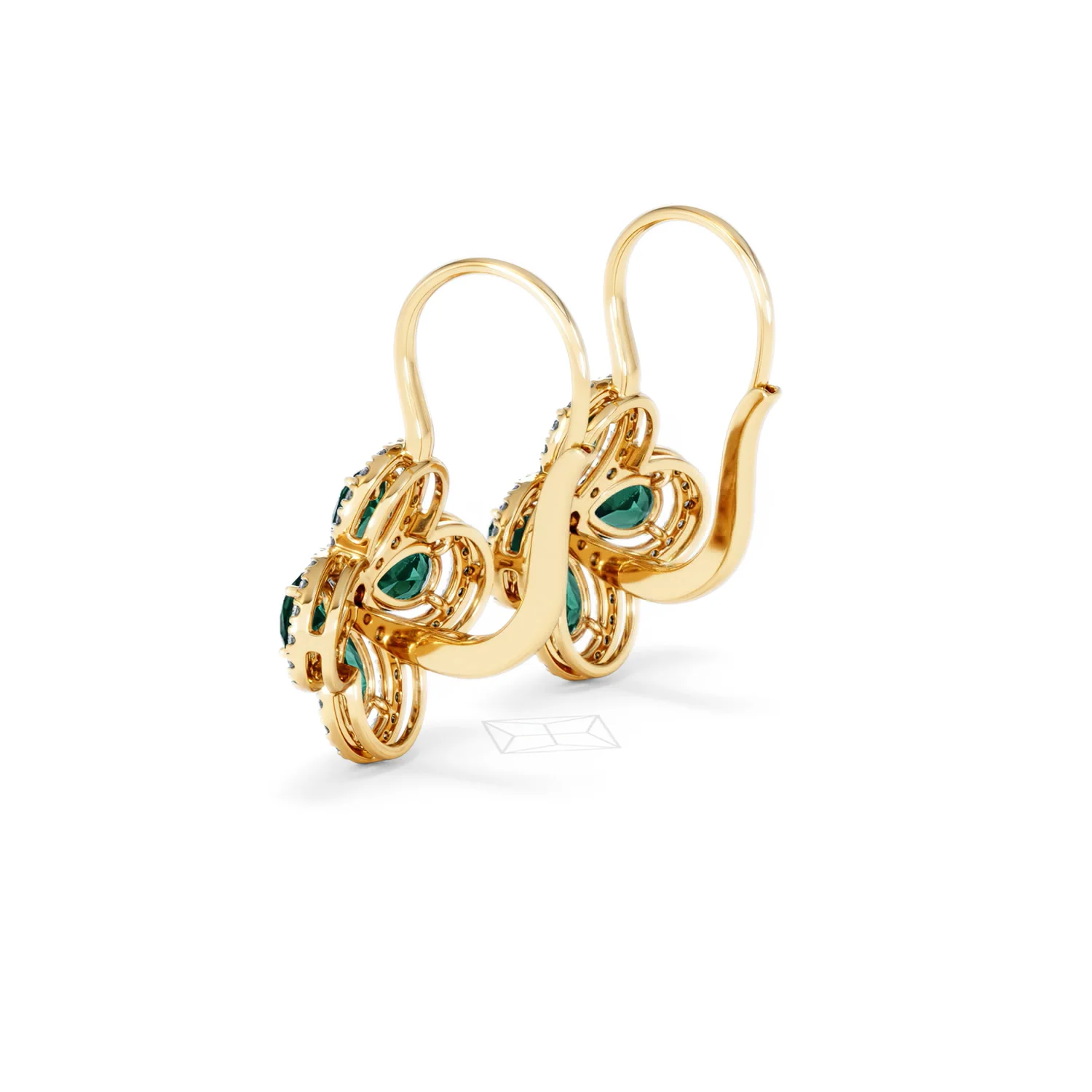 Bloom 4.75ct Lab Emerald and Lab Diamond Earrings in 18K Yellow Gold - Image 61