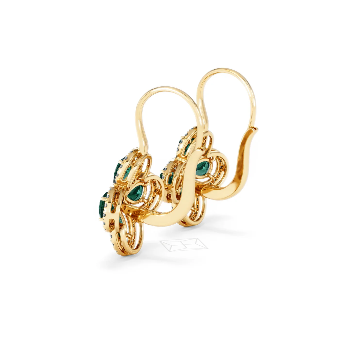 Bloom 4.75ct Lab Emerald and Lab Diamond Earrings in 18K Yellow Gold - Image 62