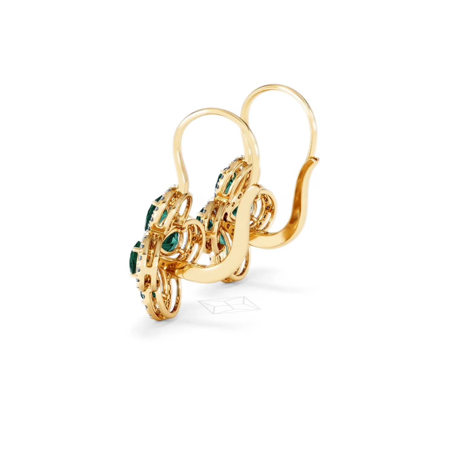Bloom 4.75ct Lab Emerald and Lab Diamond Earrings in 18K Yellow Gold - Image 63
