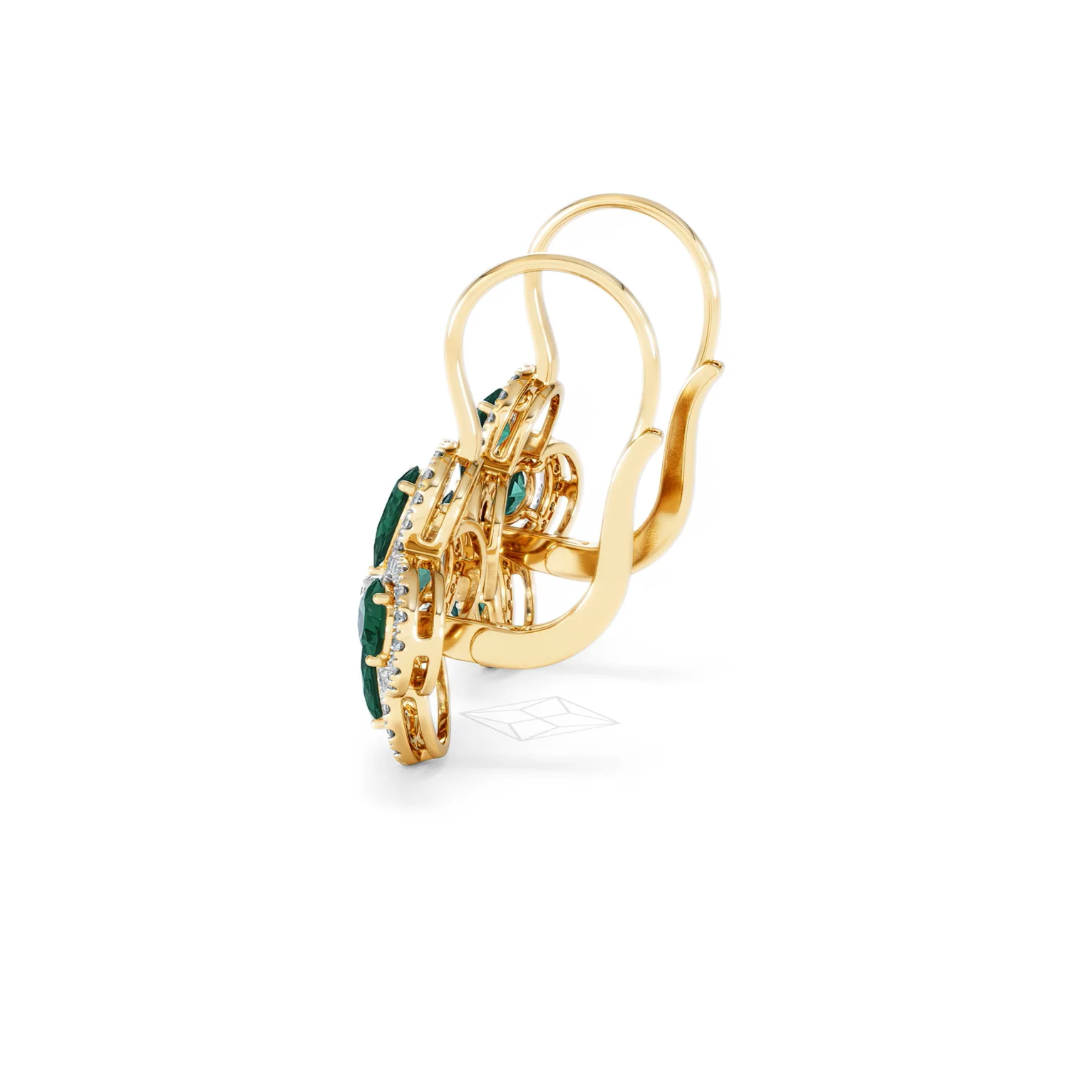 Bloom 4.75ct Lab Emerald and Lab Diamond Earrings in 18K Yellow Gold - Image 66