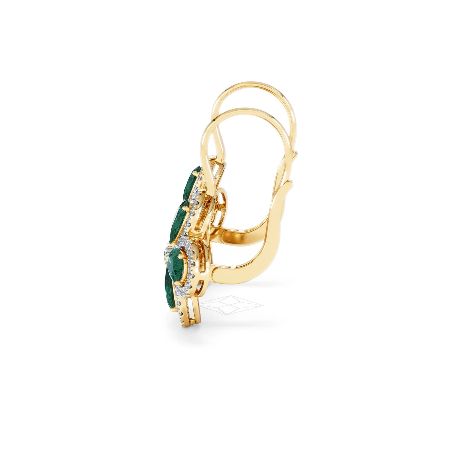 Bloom 4.75ct Lab Emerald and Lab Diamond Earrings in 18K Yellow Gold - Image 68