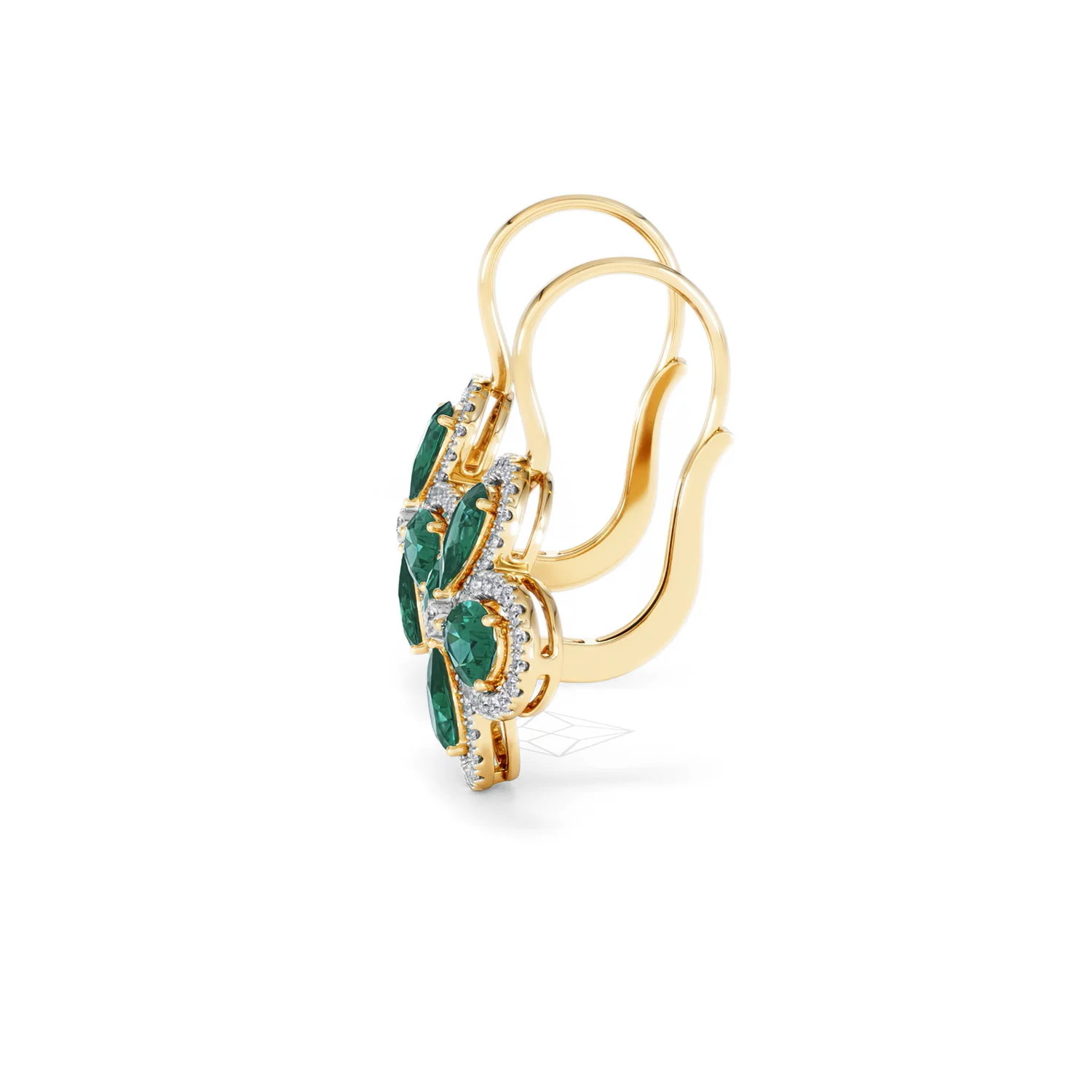 Bloom 4.75ct Lab Emerald and Lab Diamond Earrings in 18K Yellow Gold - Image 70