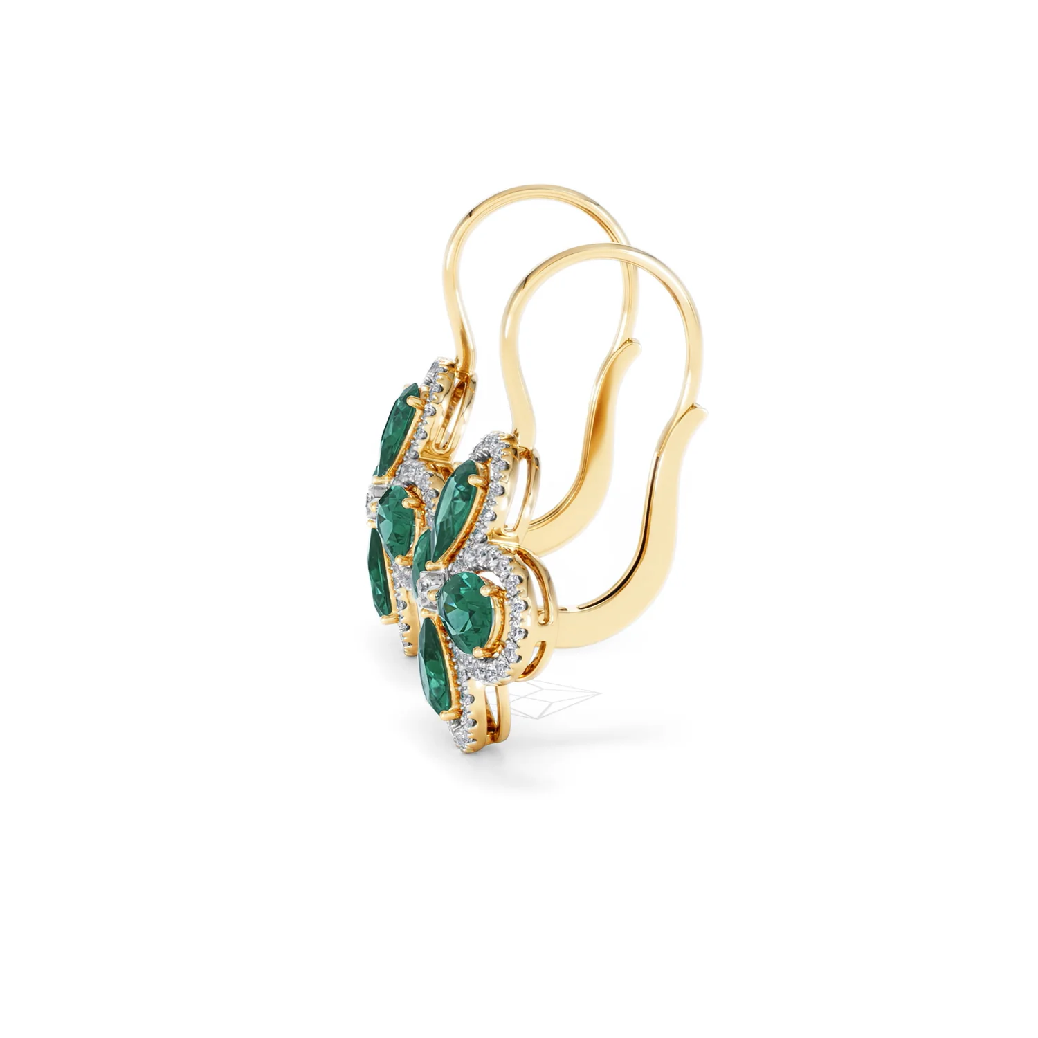 Bloom 4.75ct Lab Emerald and Lab Diamond Earrings in 18K Yellow Gold - Image 71