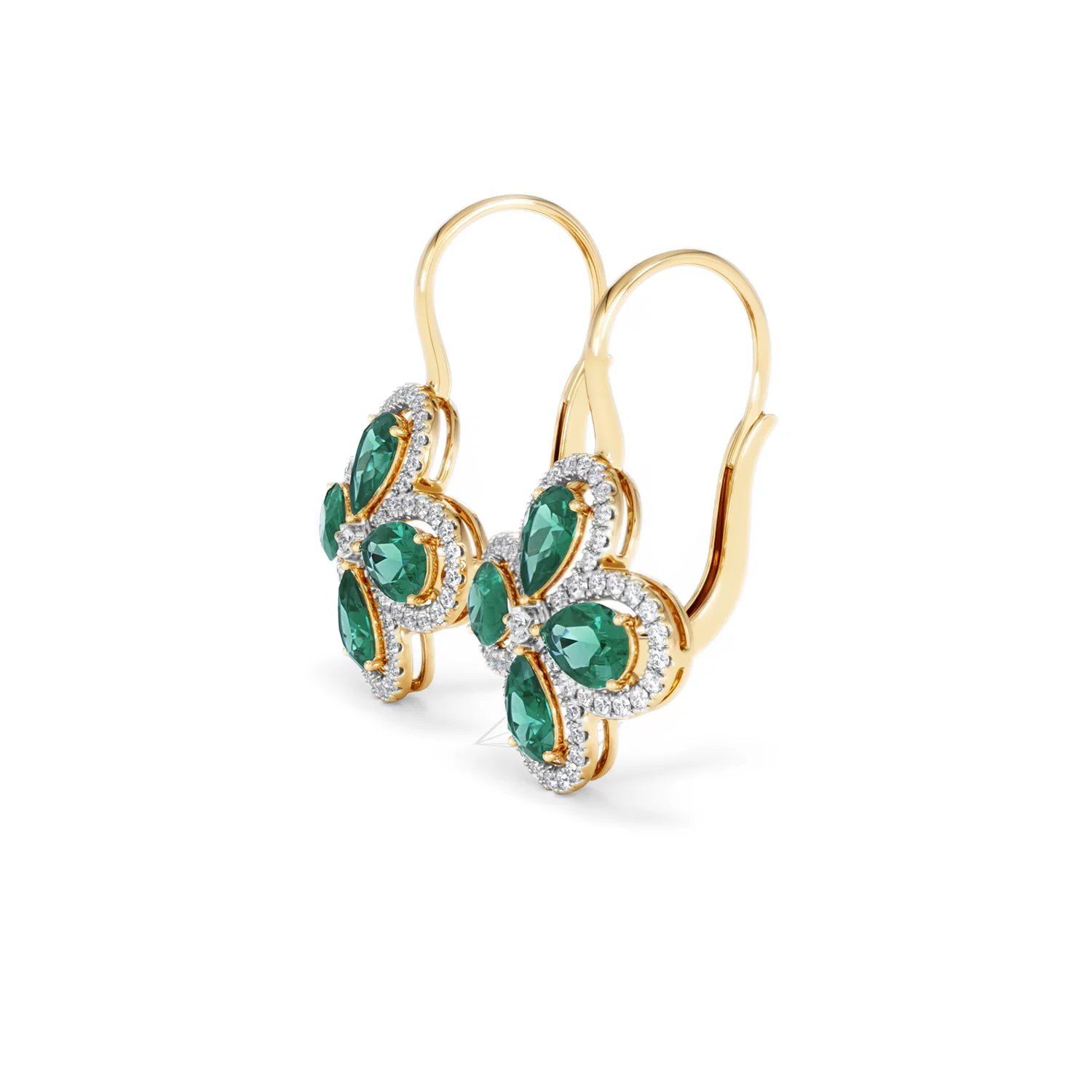 Bloom 4.75ct Lab Emerald and Lab Diamond Earrings in 18K Yellow Gold - Image 75