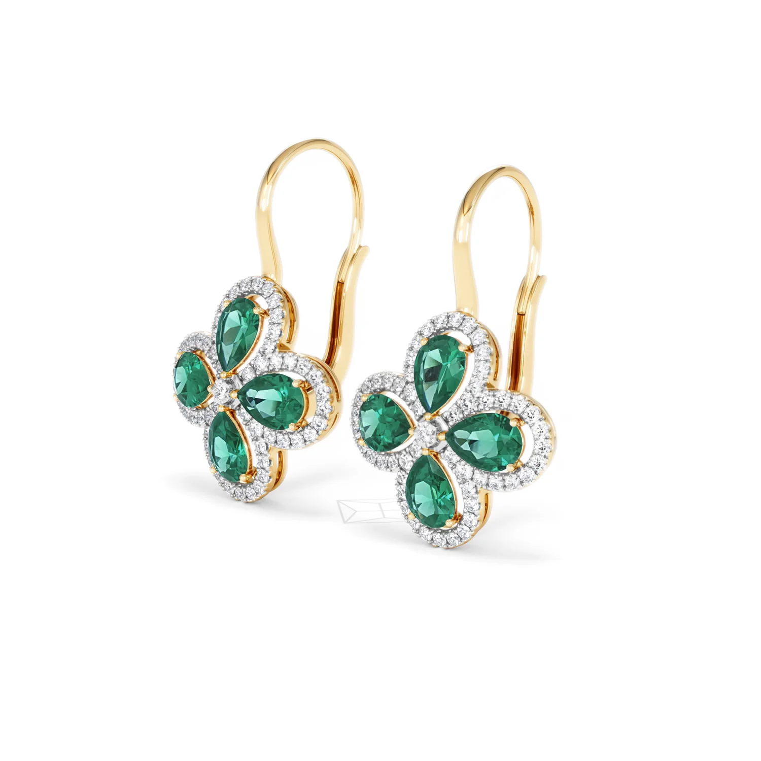 Bloom 4.75ct Lab Emerald and Lab Diamond Earrings in 18K Yellow Gold - Image 80