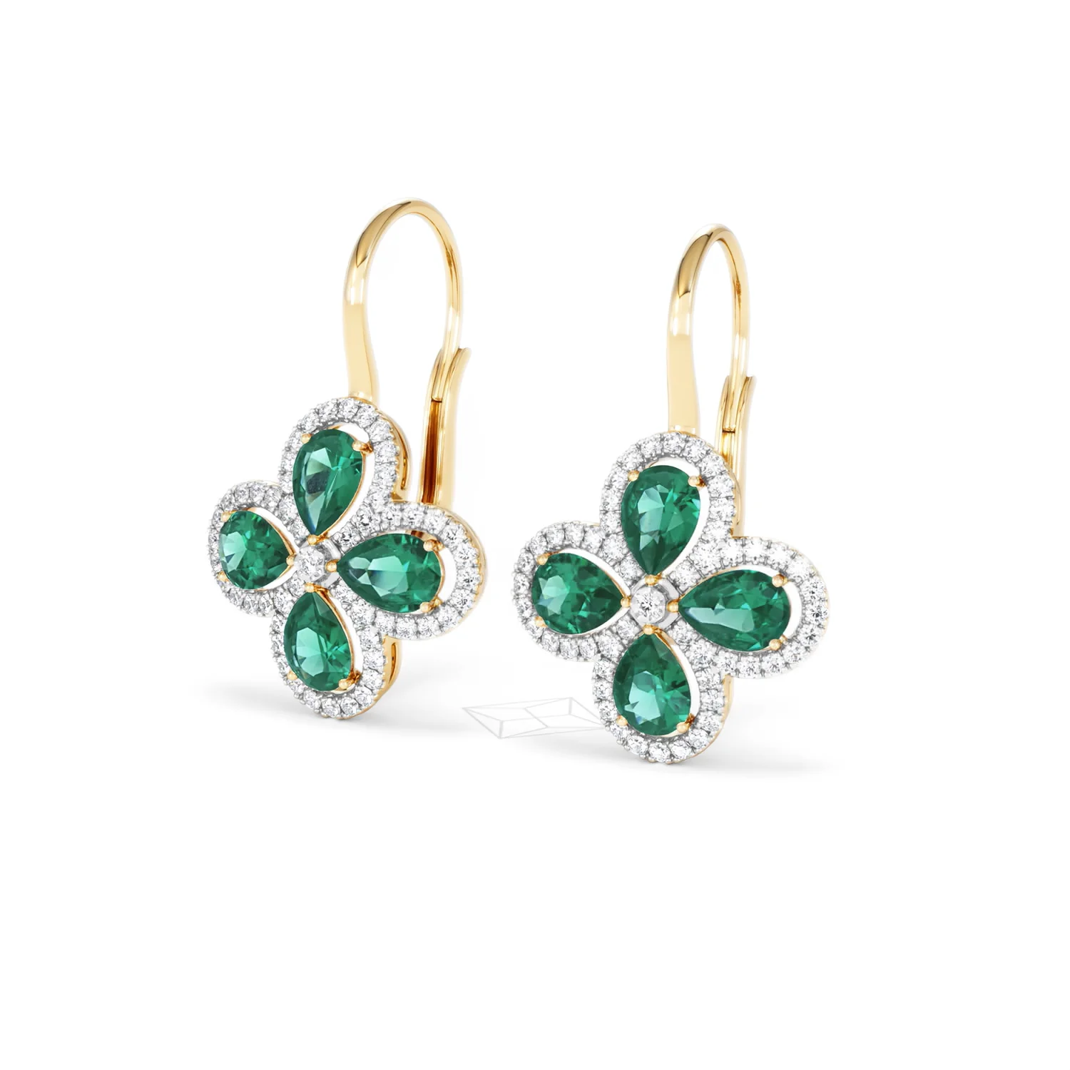 Bloom 4.75ct Lab Emerald and Lab Diamond Earrings in 18K Yellow Gold - Image 83