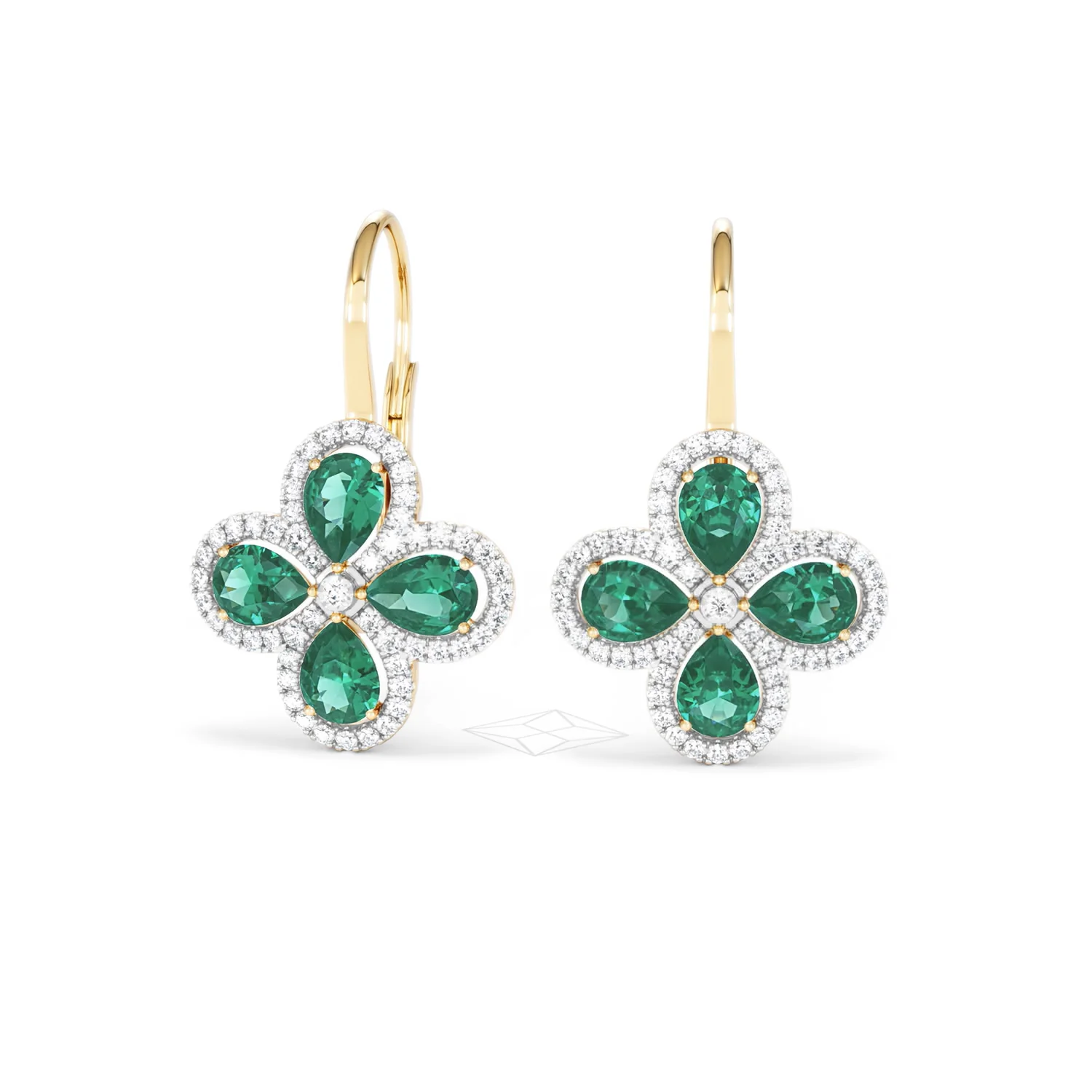 Bloom 4.75ct Lab Emerald and Lab Diamond Earrings in 18K Yellow Gold - Image 87