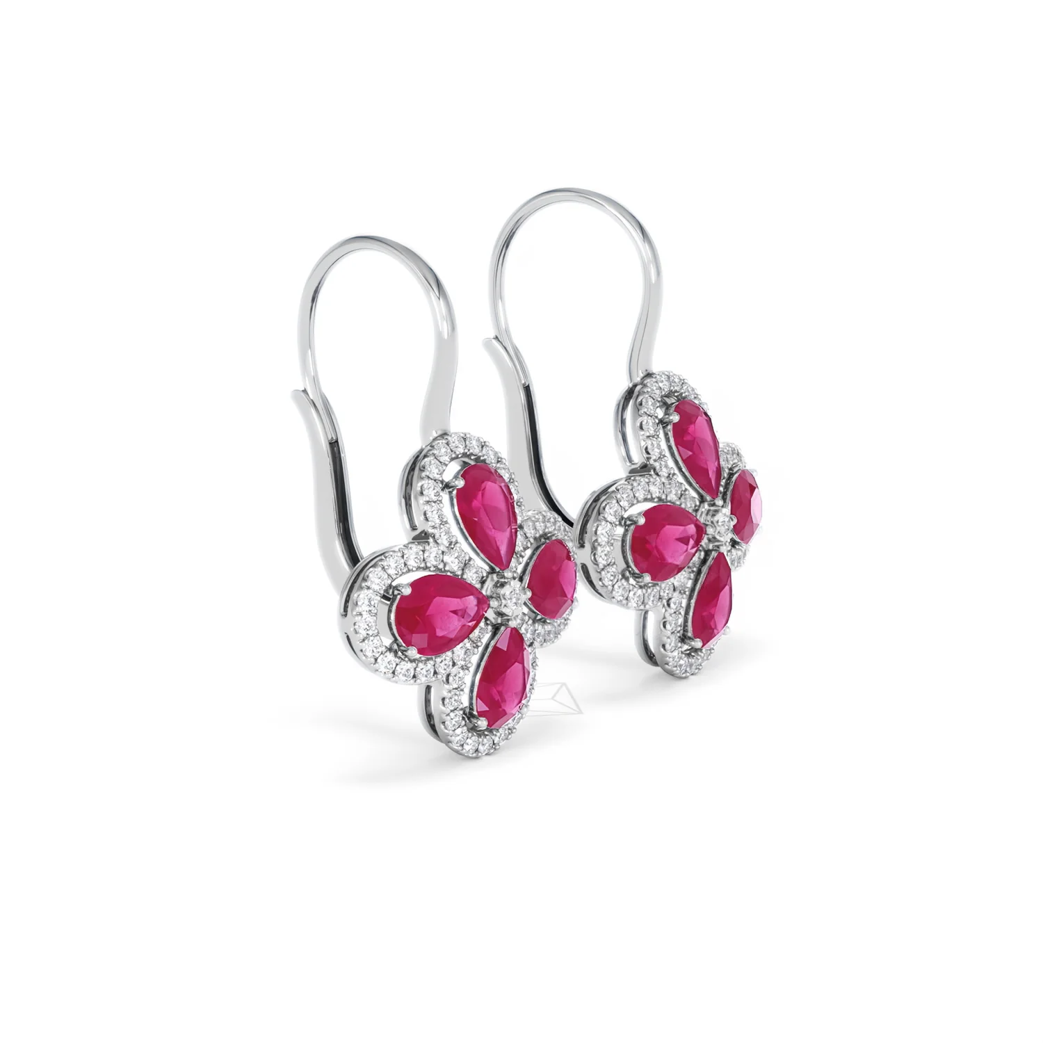 Bloom 4.75ct Lab Ruby and Lab Diamond Earrings in 18K White Gold - Image 21
